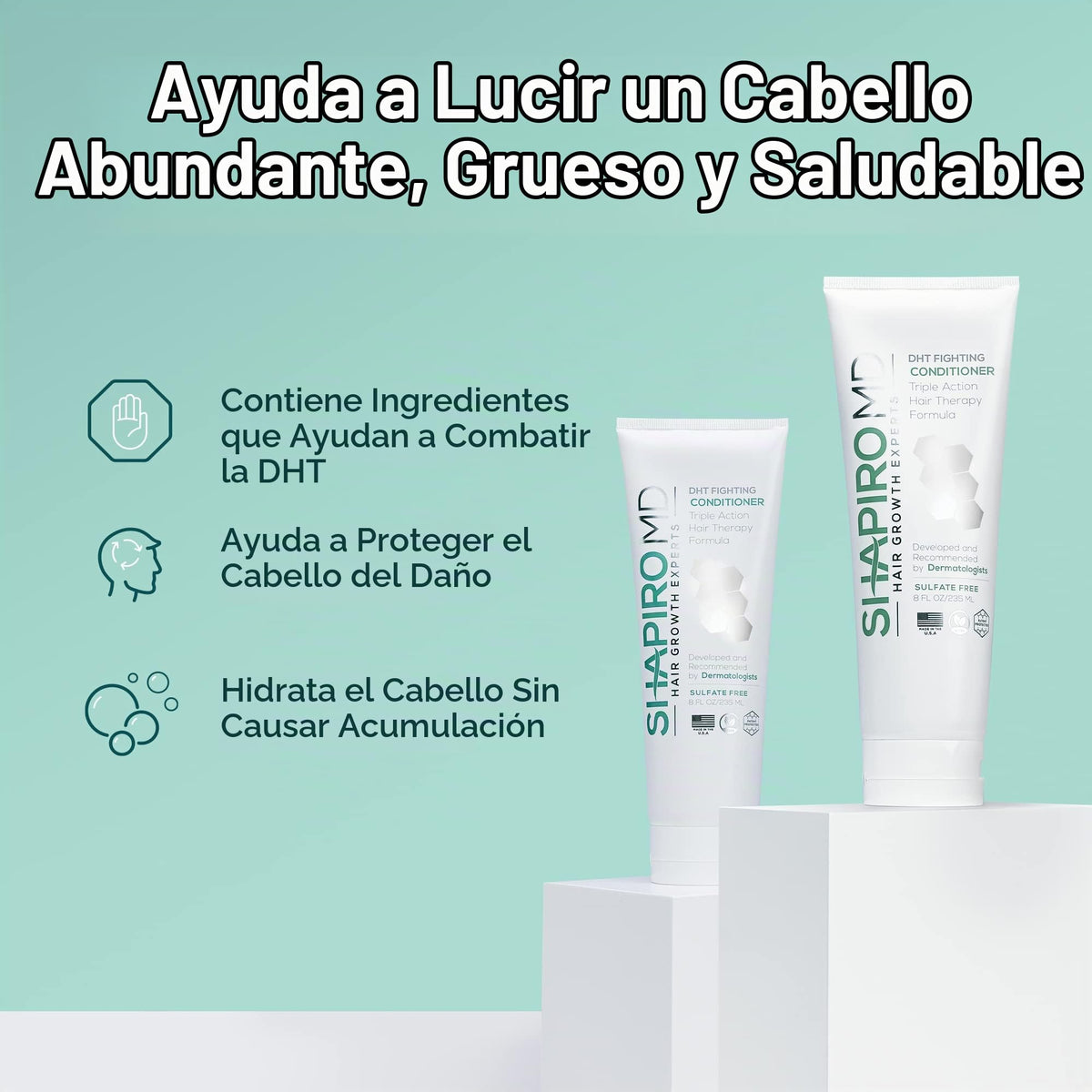 Acondicionador Shapiro MD Natural Marrón con Bloqueadores DHT Poderosos para Cabello Más Grueso y Saludable