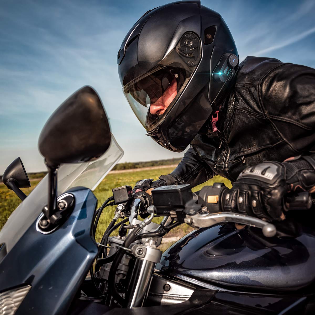 FreedConn - Auriculares Bluetooth para motocicleta, 800 m, interfono de 2 vías, Bluetooth para motocicleta, TCOM-SC, intercomunicador impermeable, sistemas de intercomunicación de casco, con