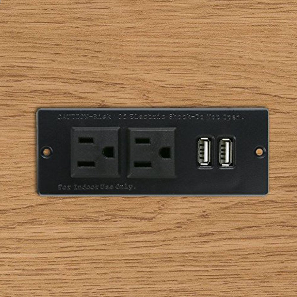 4 LEAF Regleta Empotrada con USB Tira de Alimentación Multicontacto Enchufe 2 Tomas 2 USB Cable Extensión 2 Metros Montaje para Mesa Sofá Gabinete Nightstand Nergo