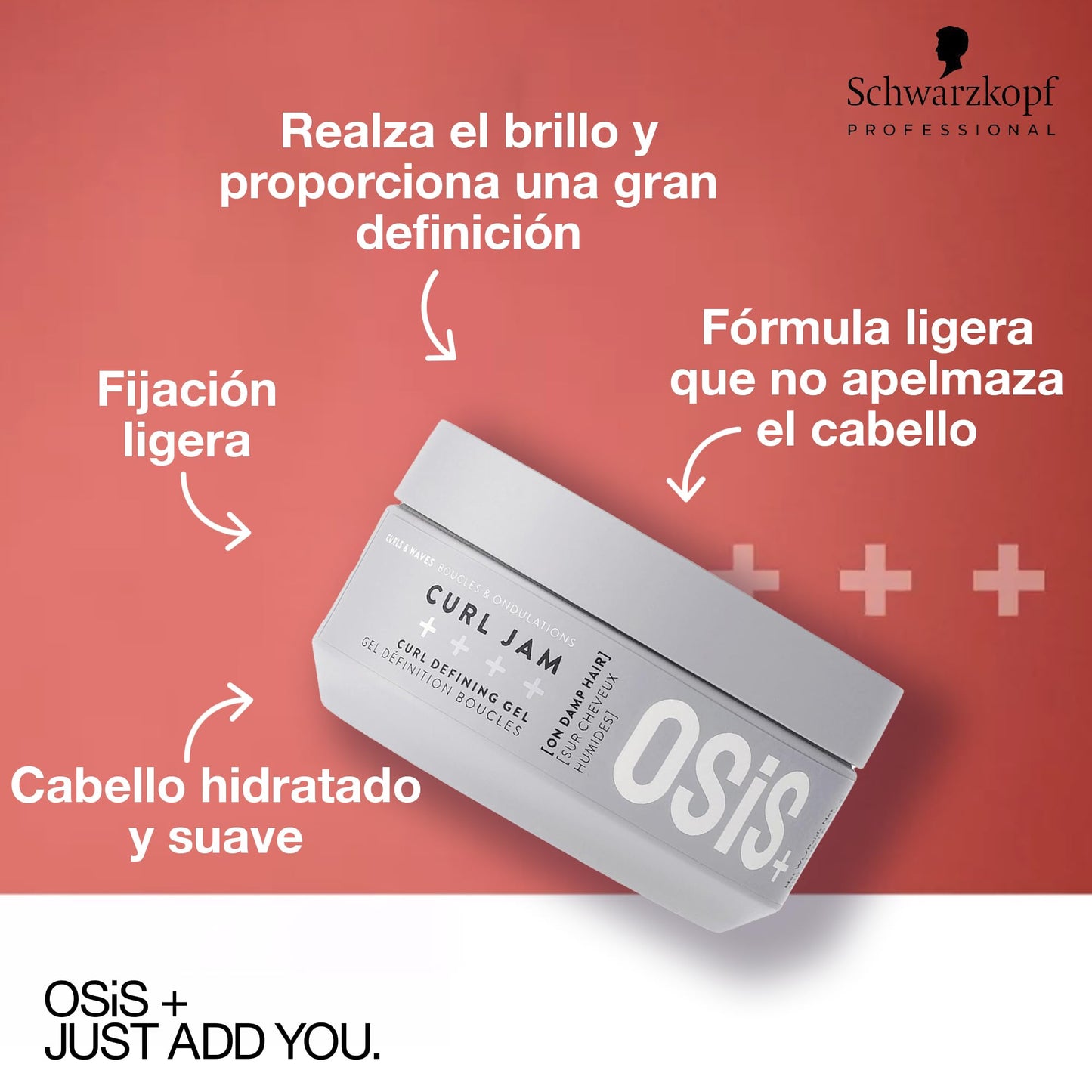 OSIS - Curl Jam Gel de Rizos 300 ml, Hidrata y Define el Cabello, Aporta Suavidad, Realza Rizos Naturales, Fijación Ligera, Reactiva Elasticidad, Brillo Realzado y Gran Definición