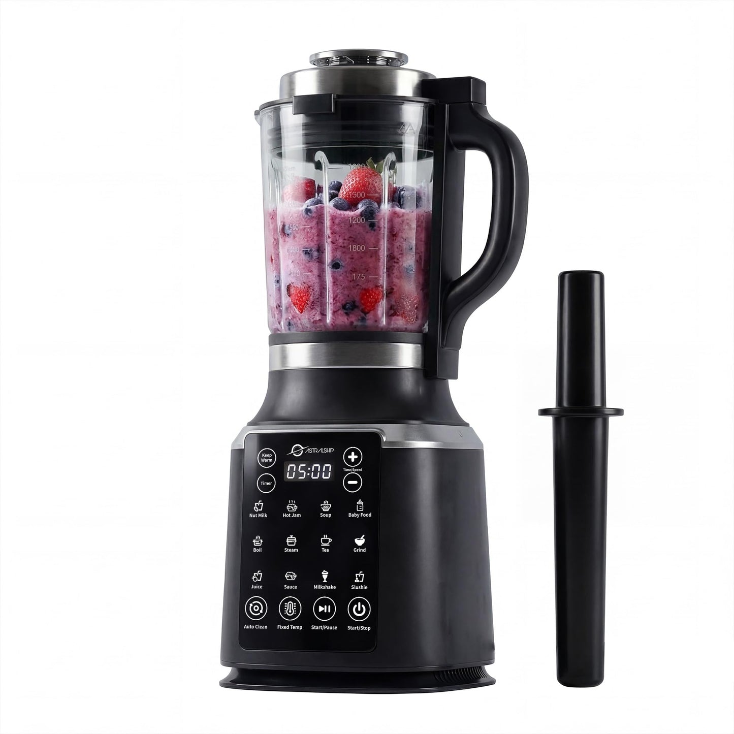 Licuadoras de vidrio para cocina con manipulación, licuadora para batidos, licuadoras profesionales de motor de 1500 W, 9 velocidades ajustables, 14 programas preestablecidos, licuadora de calefacción