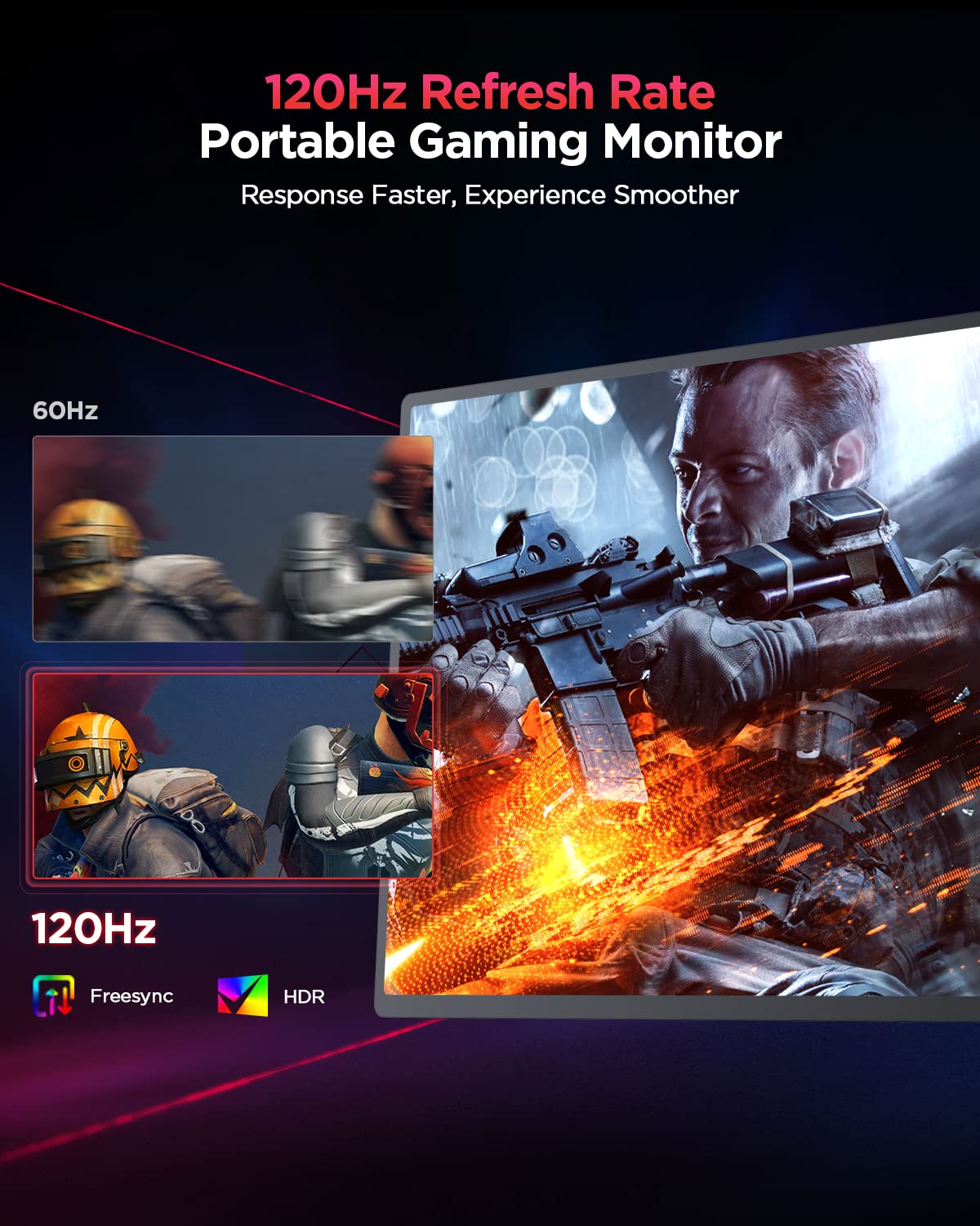 Monitor Portátil UPERFECT Mate 2K 120Hz para Juegos de 16 Pulgadas con HDR FreeSync y Cuidado de los Ojos