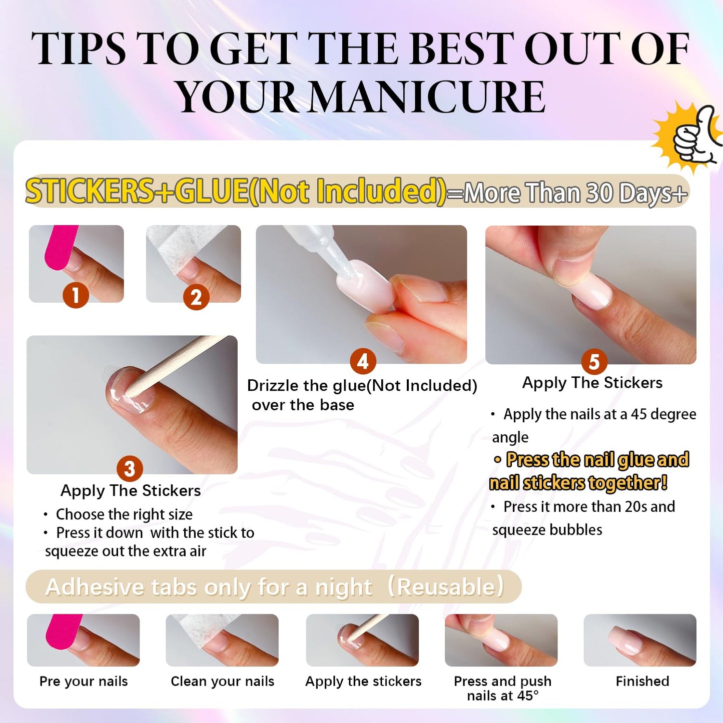 SXVME Rosquilla Esmaltada Blanca French Tip Press On Uñas Almendra, Rosa Francés Cromo Clavos Prensa Ons Para Mujeres, Aurora Pegamento En Uñas De Longitud Media, Espejo Reflectante Clavos Acrílicos L