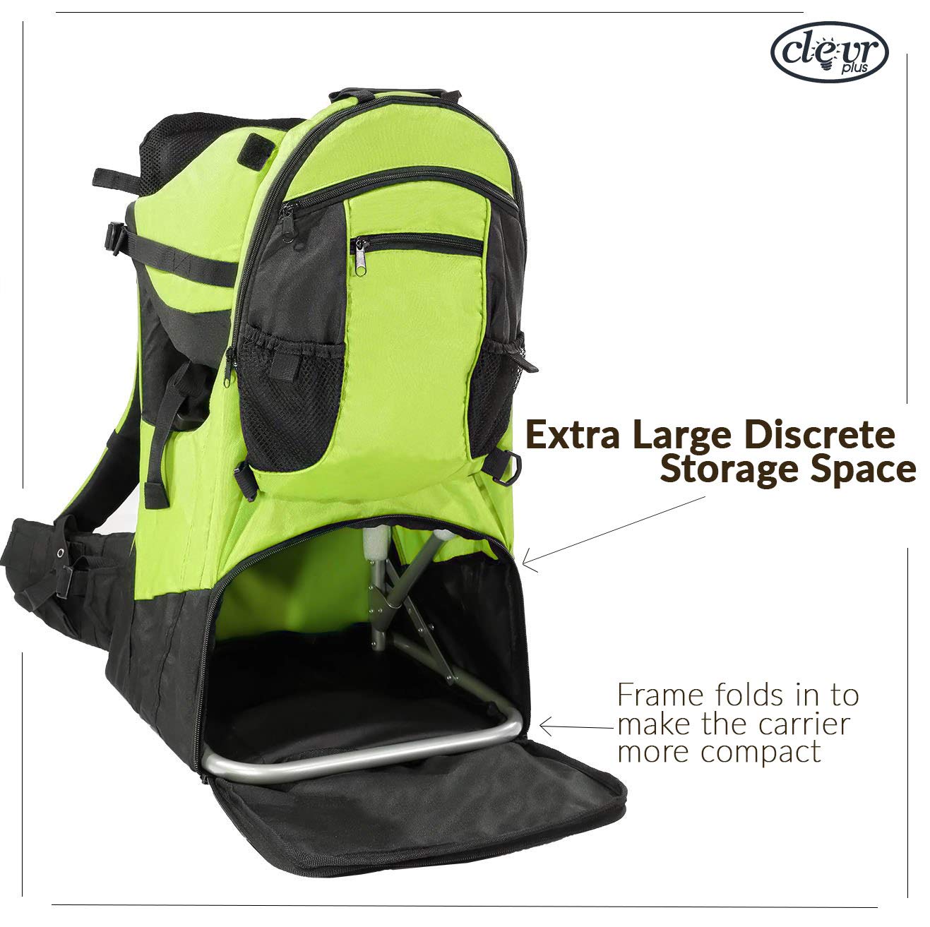 Clevr - Mochila Ligera Excursionismo de Lujo Para Bebé Niño Con Visera de Parasol, Verde