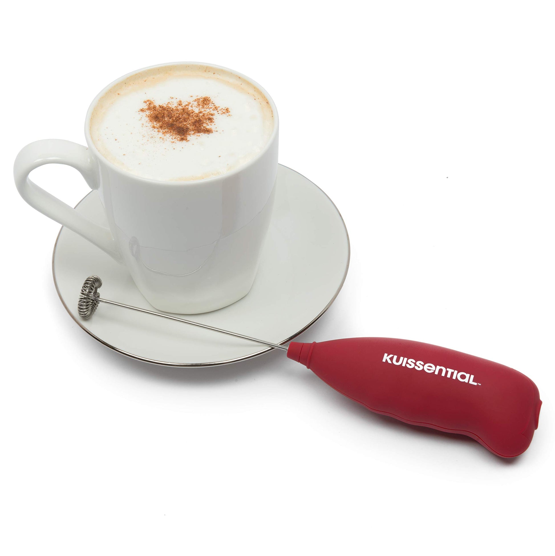 Kuissential - Espumador de Leche eléctrico de Acero Inoxidable, 2 Unidades, Slickfroth 2.0, Potente Fabricante de Espuma portátil a batería para Capuchino, Latte, Chocolate Caliente