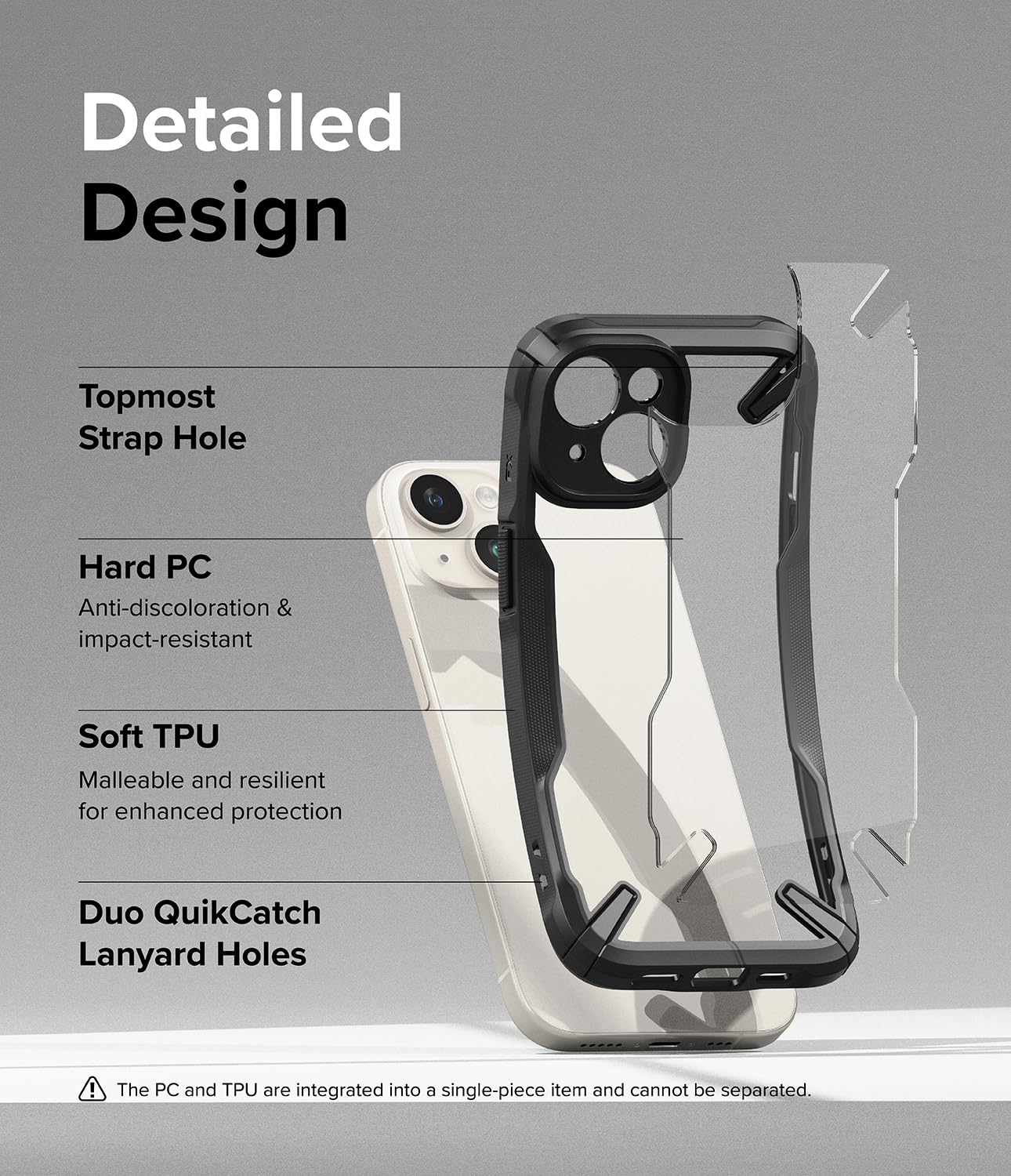 Funda iPhone 15 Ringke Negra Parachoques Resistente para Impactos