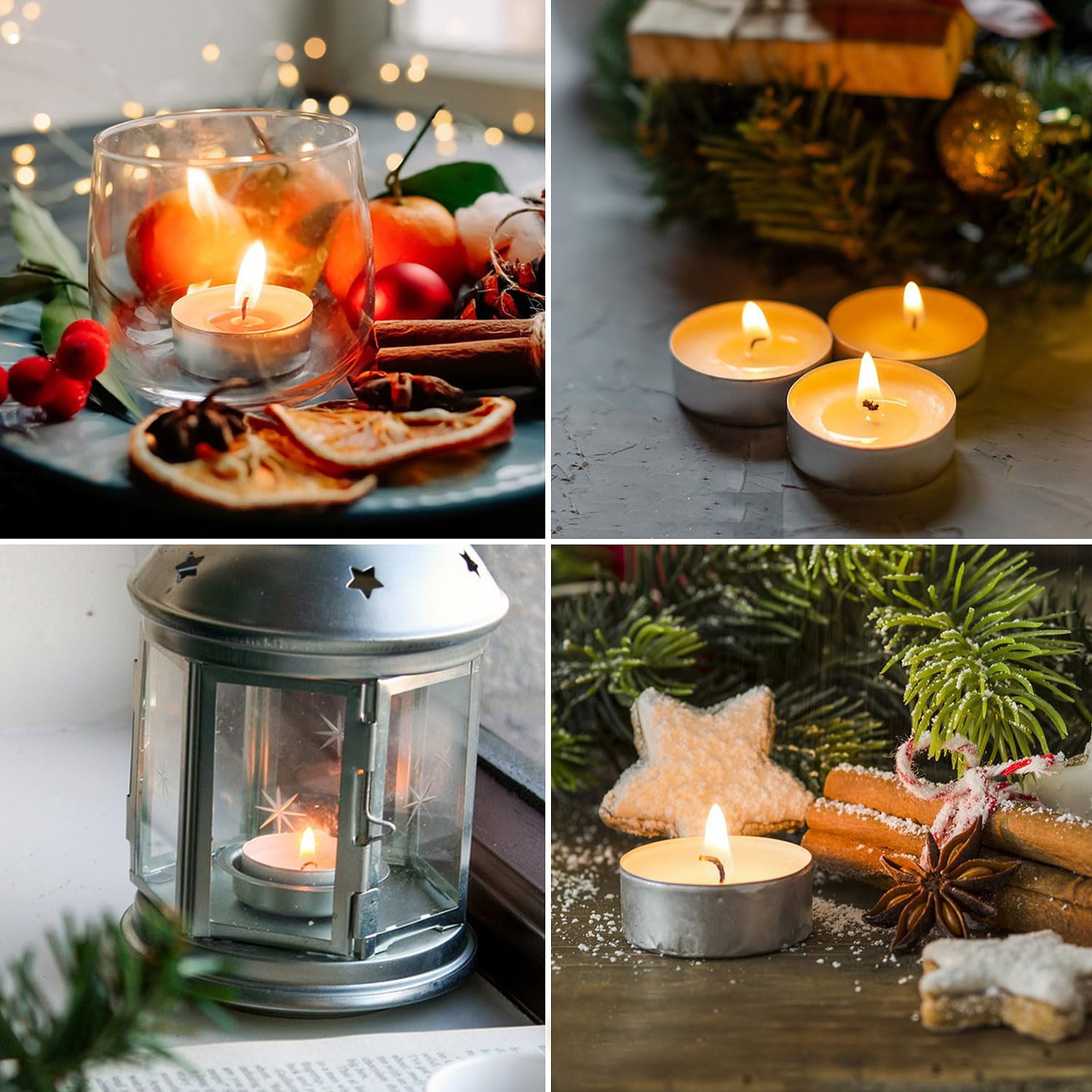 Velas de Té Cera Natural Blanco Sin Humo Inodoras 100 Unidades Duración 4 Horas Luz Cálida y Relajante