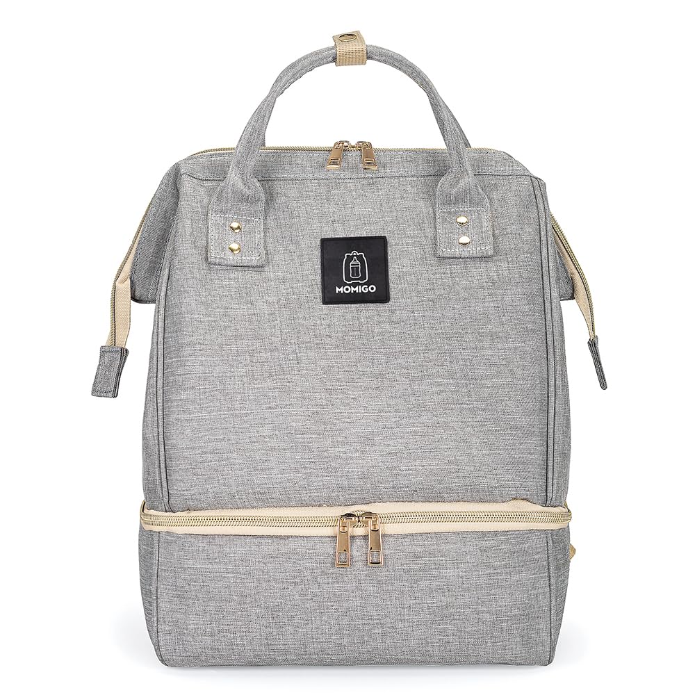 MOMIGO Mochila Bolsa Hielera a Prueba de Humedad Doble Capa con Puerto de Carga USB, Grande (Gris)
