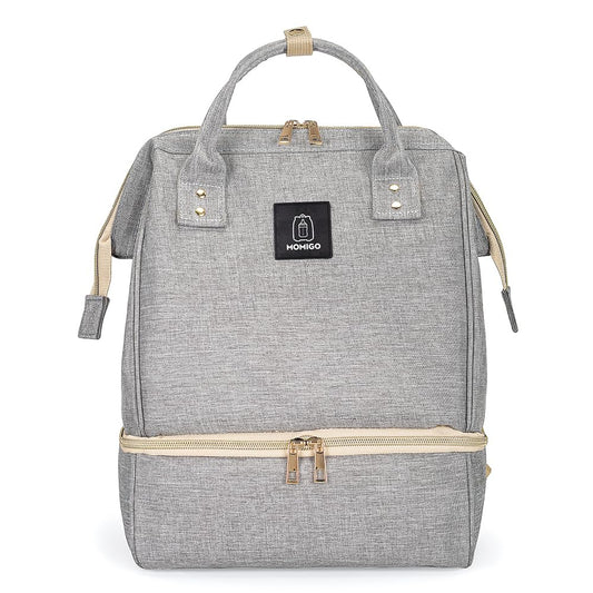 Mochila Hielera MOMIGO Gris Doble Capa con Puerto de Carga USB