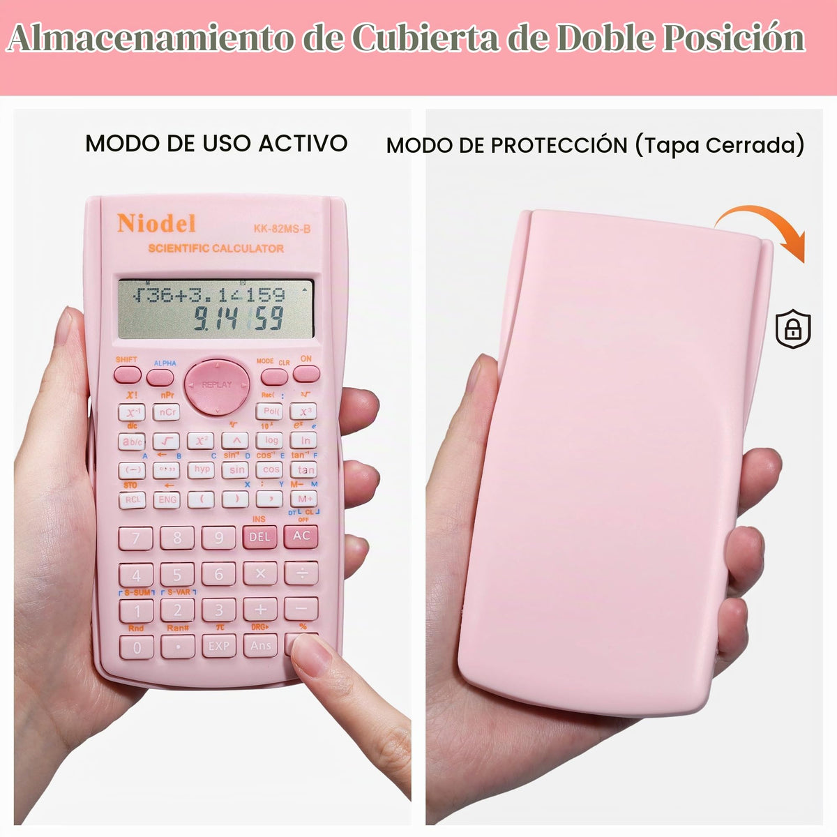 Calculadora Científica Estudiantes Rosa 2 Líneas para Matemáticas