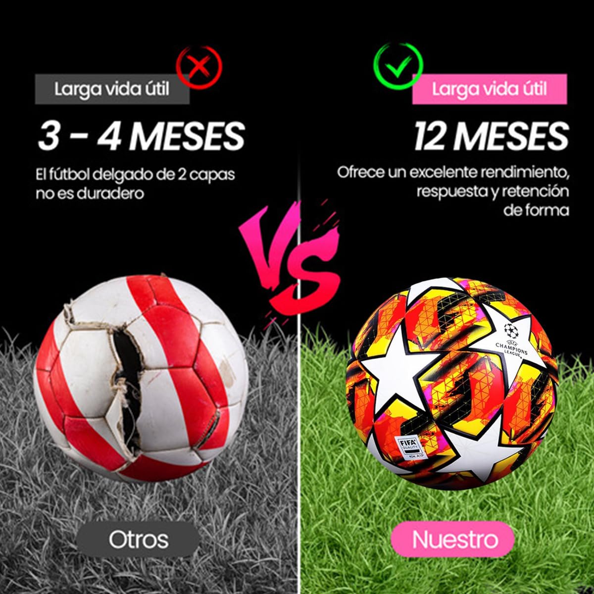 Balón de Fútbol QMCZLA Blanco Entrenamiento para Adultos y Niños