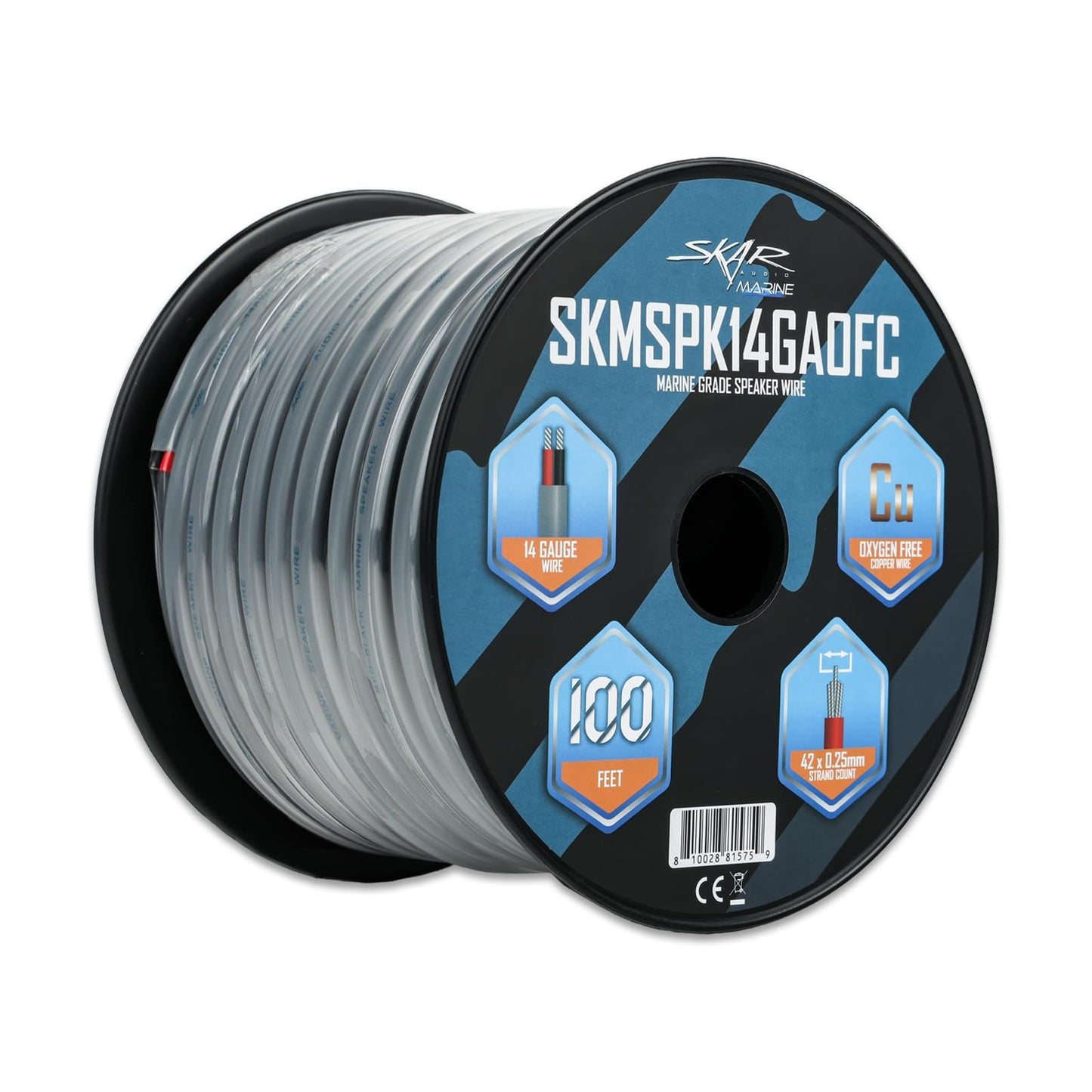 Skar Audio 14 calibre (AWG) Elite Marine Grade cobre estañado OFC Cable de altavoz de audio estañado de grado marino, 100 pies