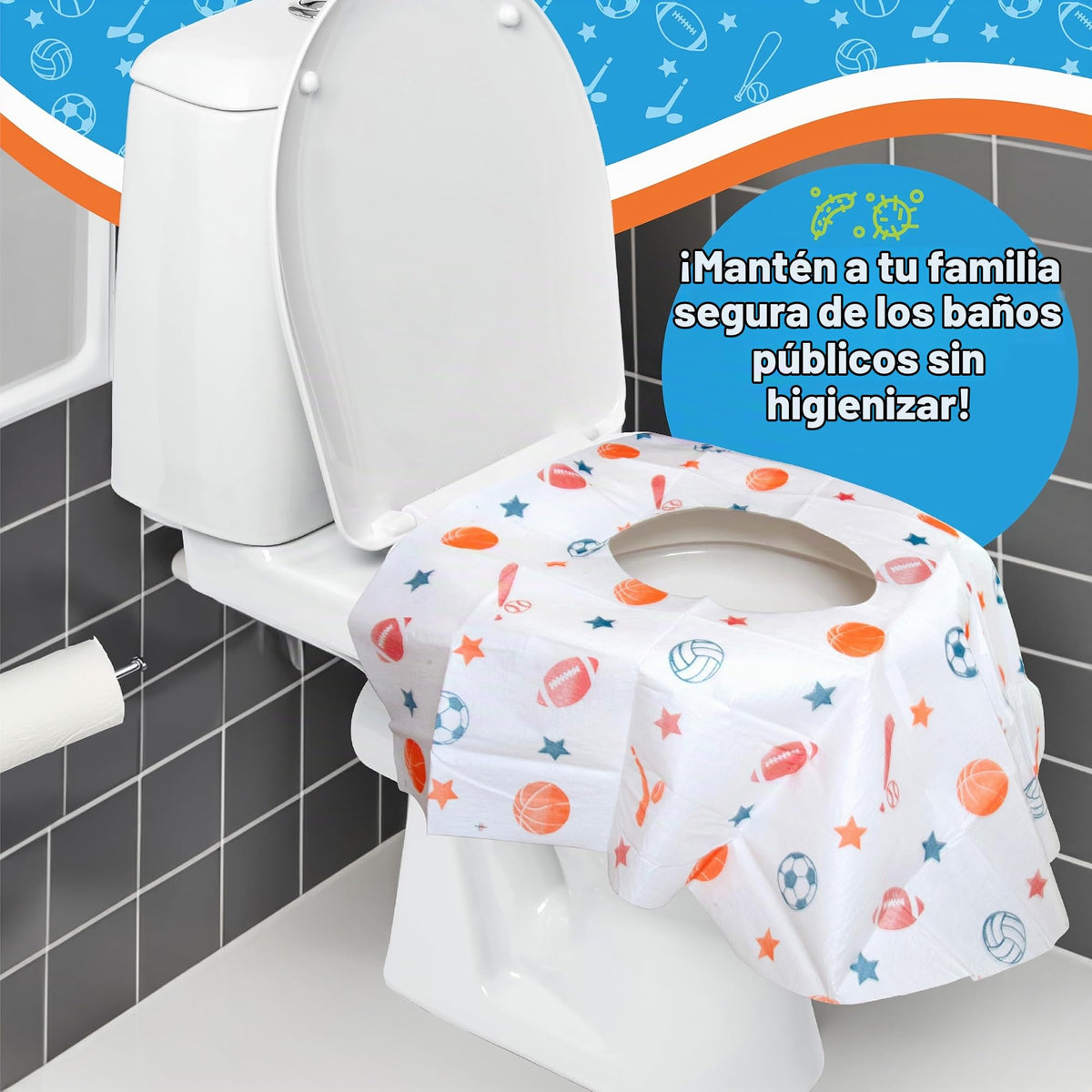 Fundas de asiento de inodoro desechables para niños y adultos (paquete de 20) protección contra inodoros públicos, impermeables, envueltas individualmente, forro de plástico para no remojarse, XL para