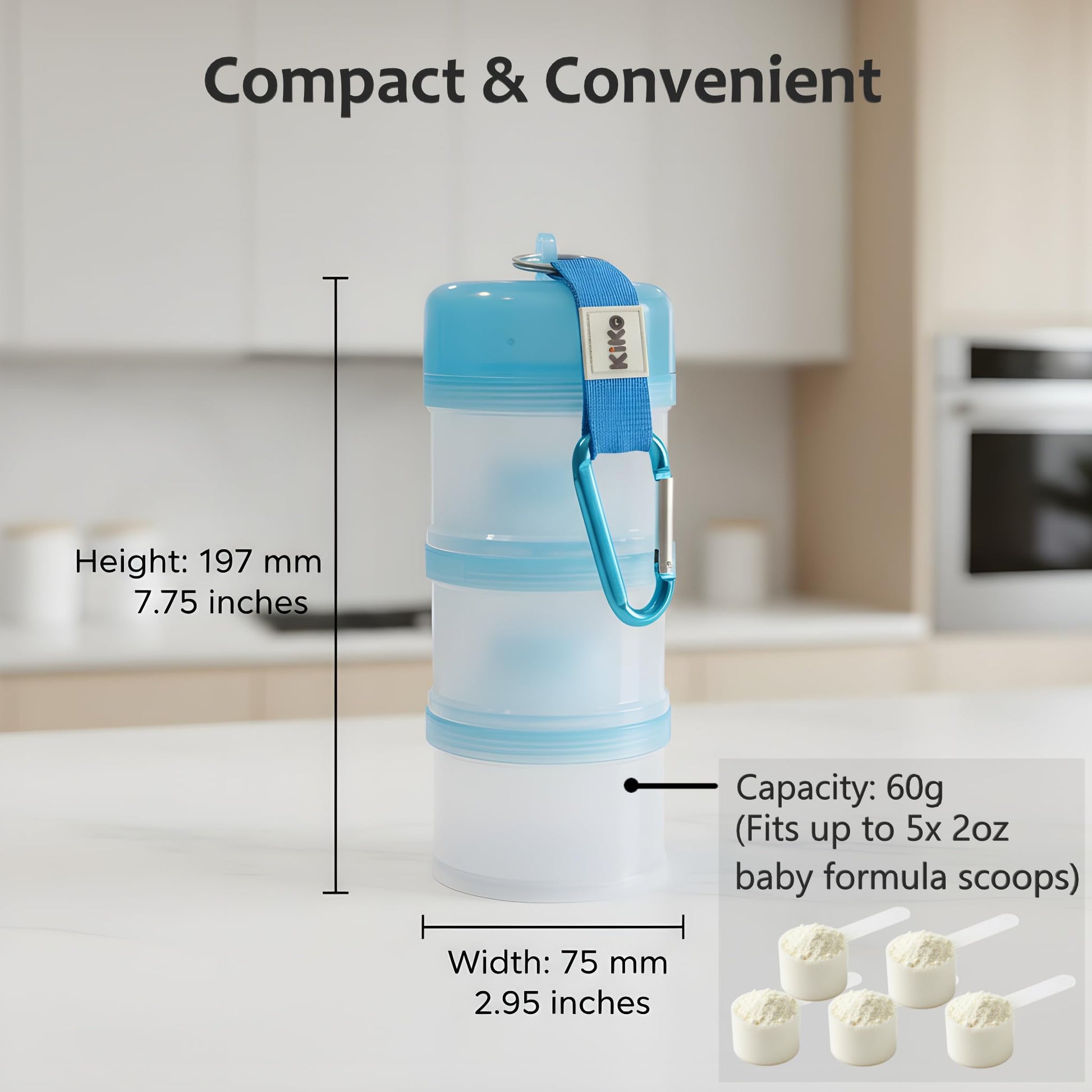 Contenedor de fórmula para llevar – Baby Essentials, dispensador de fórmula apilable para alimentación nocturna, aperitivos y más, contenedor de viaje de proteína en polvo, paquete de 2, por KiKo