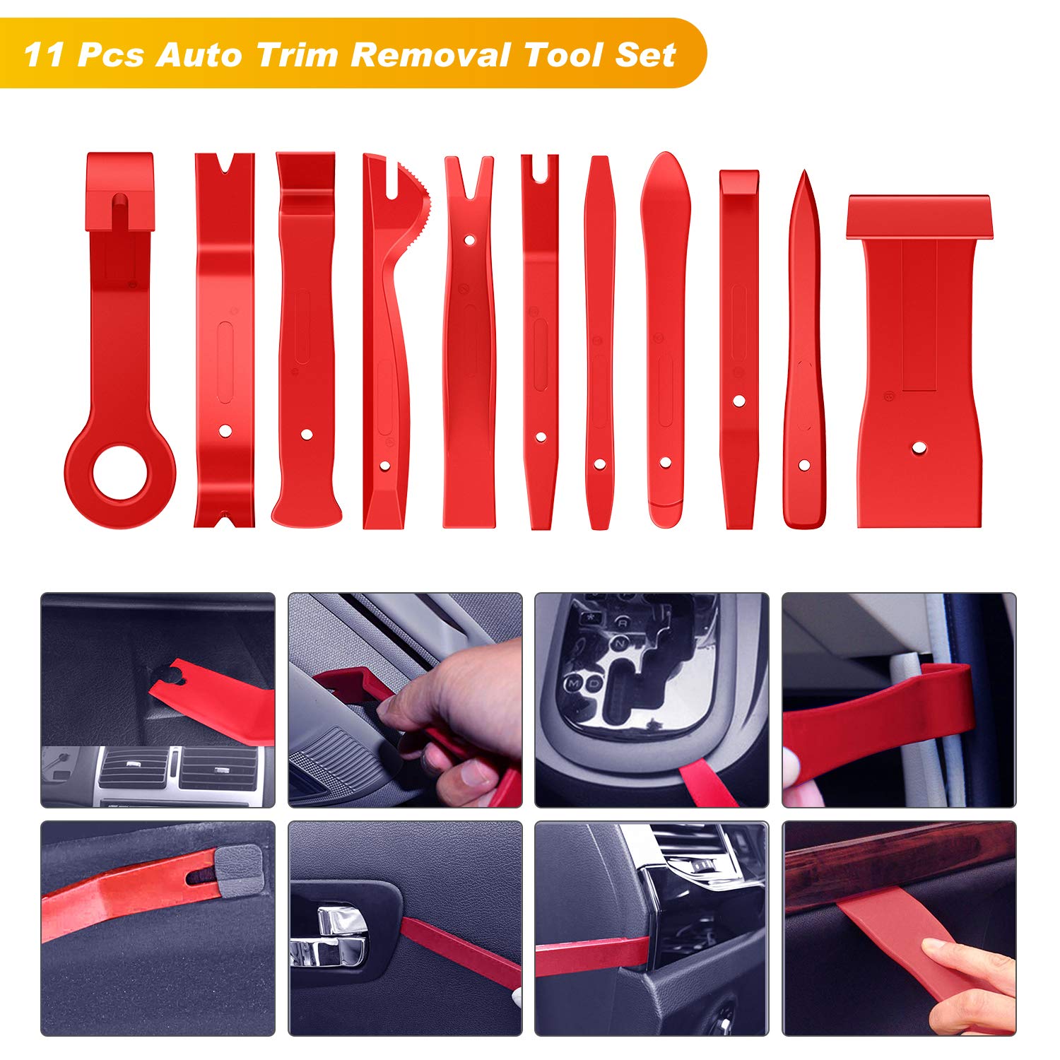 GOOACC - 40 llaves de recorte GRC-92, alicates con clip automático, herramientas de extracción estéreo, kit de palas de reparación de tapicería, juego de ganchos y púas de precisión, enhebrador de cables, raspador de película para automóviles con STOR