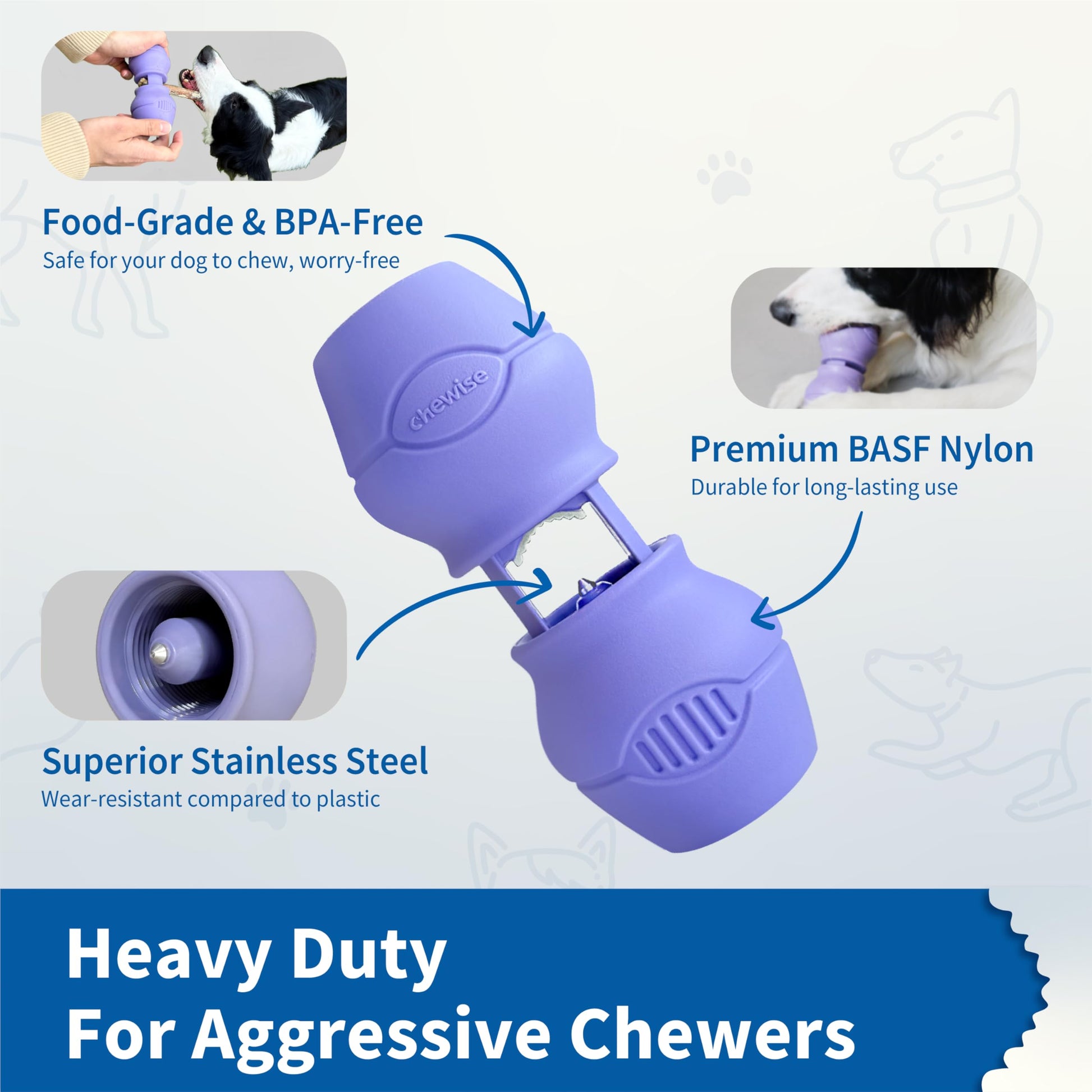 Chewise Soporte para Palitos Naturales de Toro para Perros, Uso rudo, diseño para prevenir el atragantamiento, Juguete para Mascotas Libre de BPA, Compatible con Varios tamaños y Razas