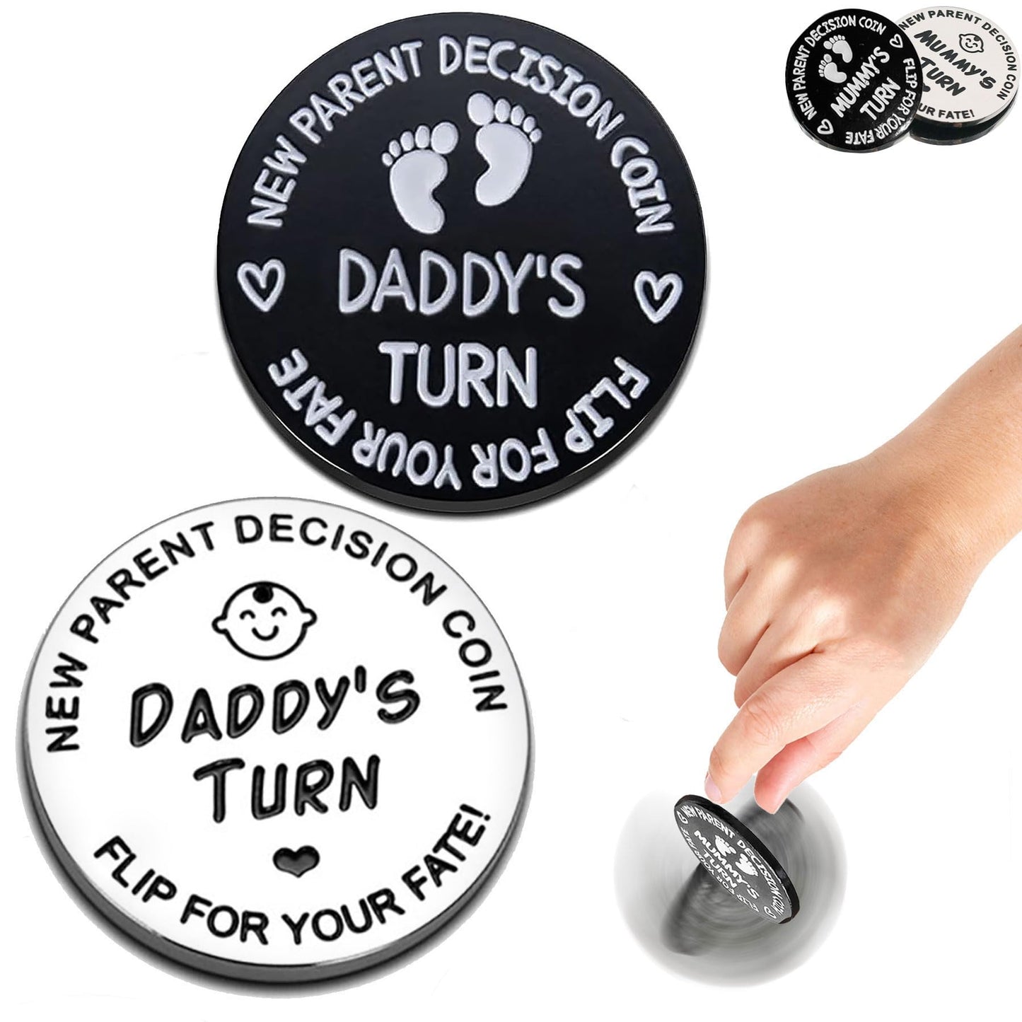 Regalos de baby shower, monedas de decisión de doble cara para nueva mamá y papá, divertidos regalos para recién nacidos, regalos para padres nuevos para parejas, regalos posparto para mamá, artículos esenciales para mamá