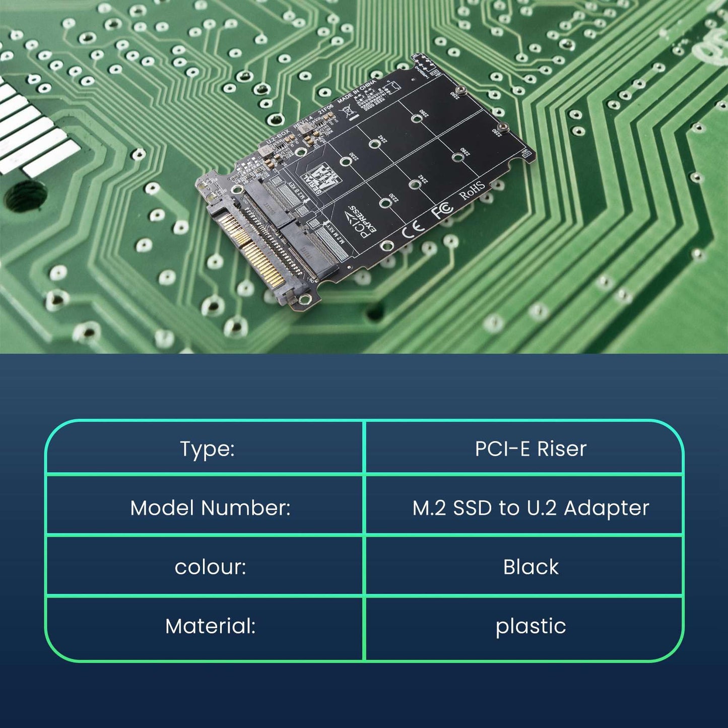 Kqcibz 2 en 1 M.2 NVMe SATA U2PCB M.2 NVME SSD Key M Key B SSD a U.2 SFF-8639 Adaptador PCIe M2 Convertidor de computadora, 503619