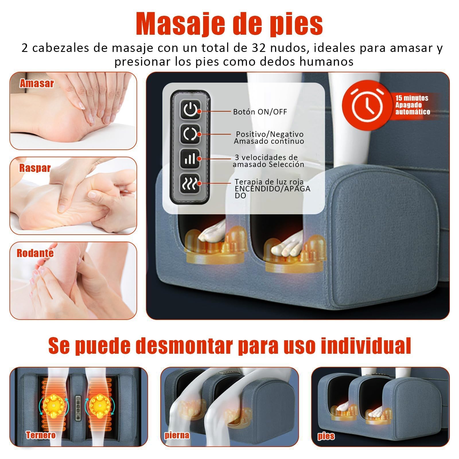 Mythya Cojín de Masaje Eléctrico, Cojín De Masaje Térmico para Todo el Cuerpo, Colchón De Masaje Vibratorio Con 20 Cabezales y Máquina Masajeadora de Pies Shiatsu Niene con 32 Nodos, Colchoneta de Masaje con Calefacción con Masajear Columna Cervical, Espa