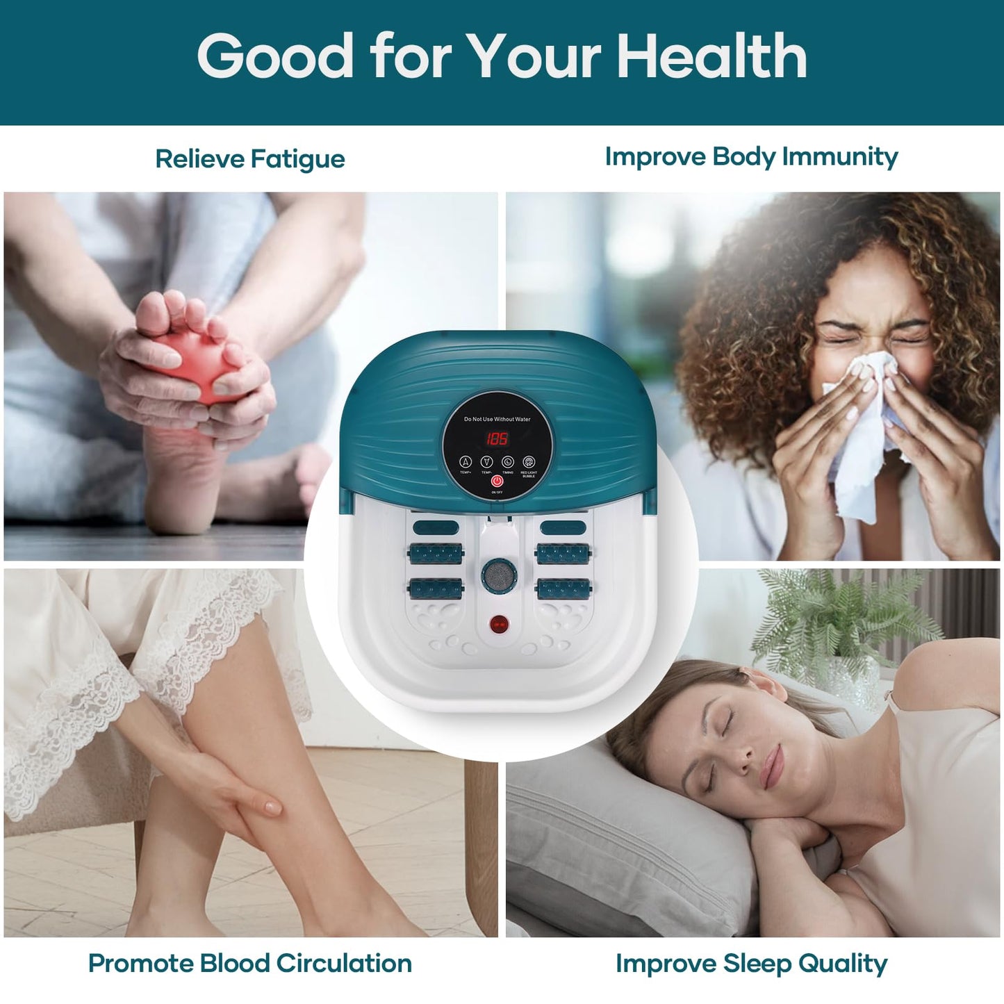 Masajeador Plegable de Spa con Calor Ajustable y Rodillos de Masaje para Pies en Casa