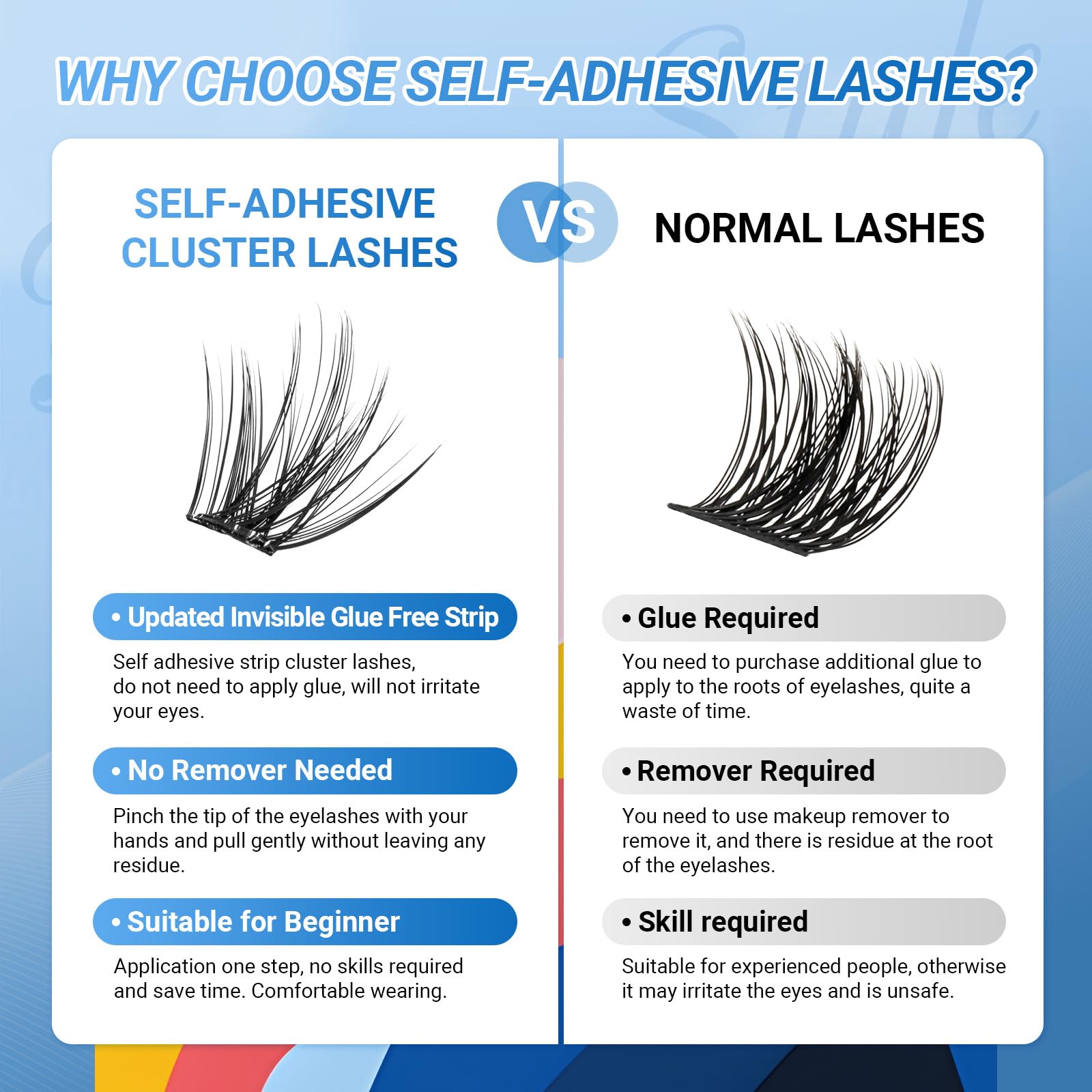 NAGARAKU Grupos De Pestañas Autoadhesivos Para 48 Pcs No Necesita Pegamento Ni Removedor Presión En Un Solo Paso Pestañas Reutilizables Prepegadas En Casa Fairy Style SA-DIY-04(0,07mm C 10-16mm)