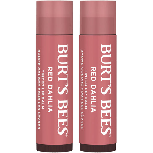 Bálsamo labial tintado natural Burt's Bees, rojo (Red dahlia), 2 unidades