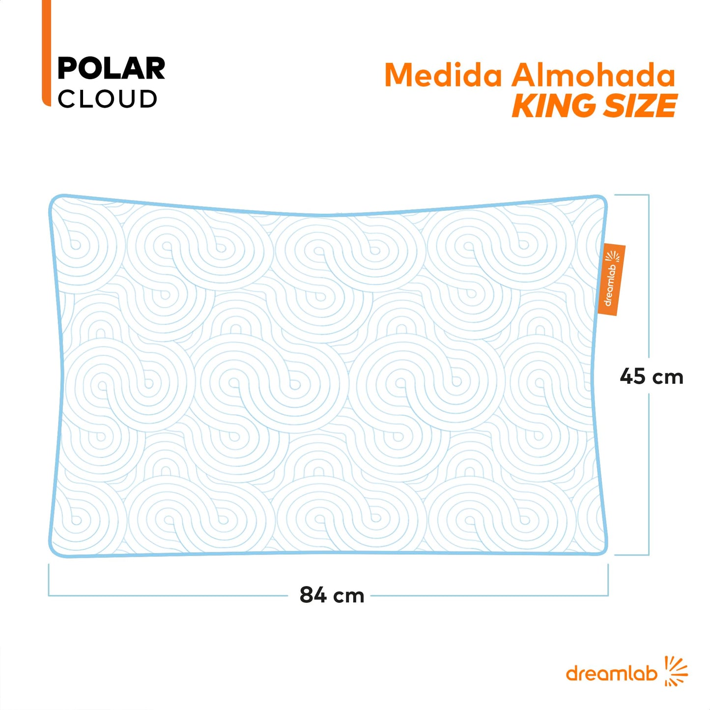 Almohada Dreamlab Polar Cloud Blanca Altura Ajustable Tamaño King Size Firmeza Media Hipoalergénica 2 Piezas