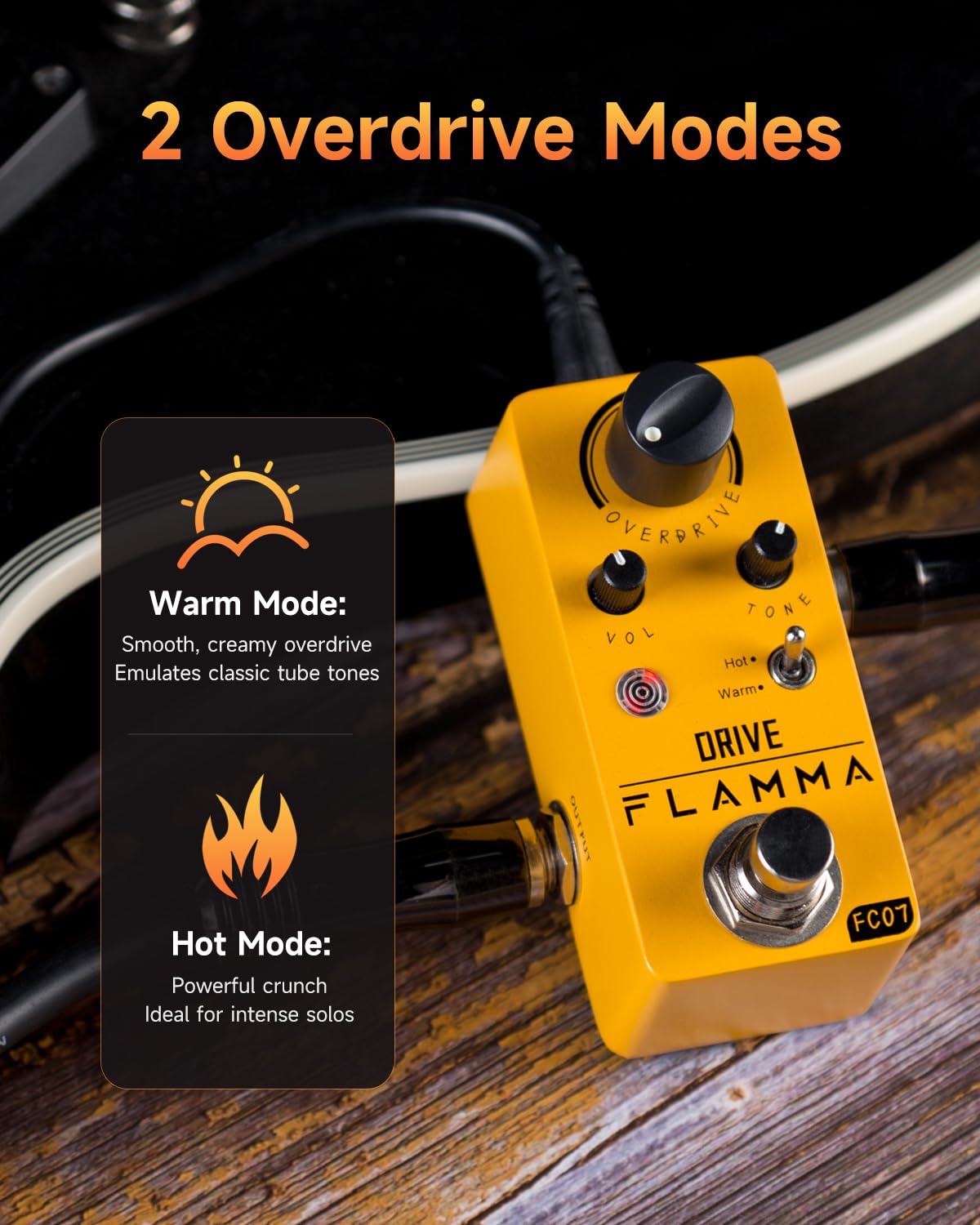 Pedal de Sobremarcha FLAMMA FC07 Rojo con 2 Modos para Guitarra Eléctrica