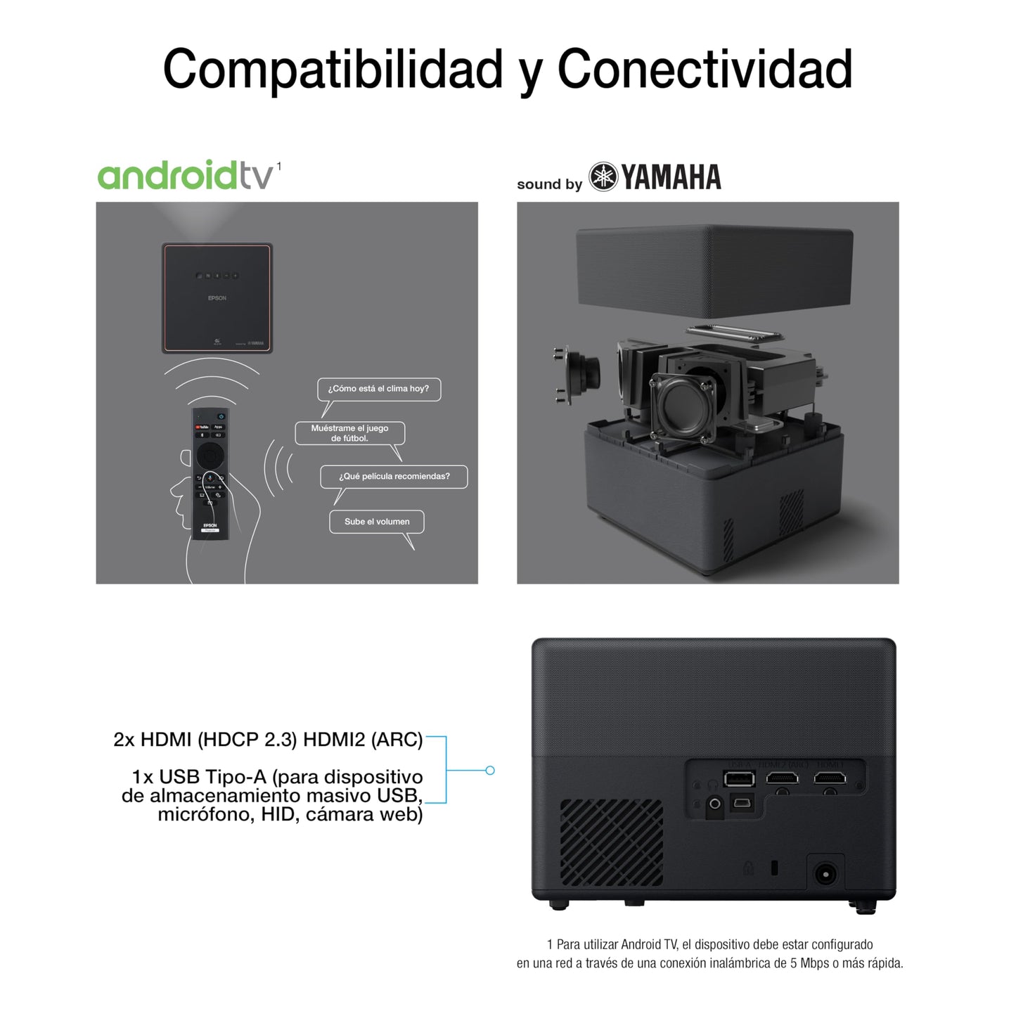 Mini Proyector Láser Epson EpiqVision EF12 con Android TV