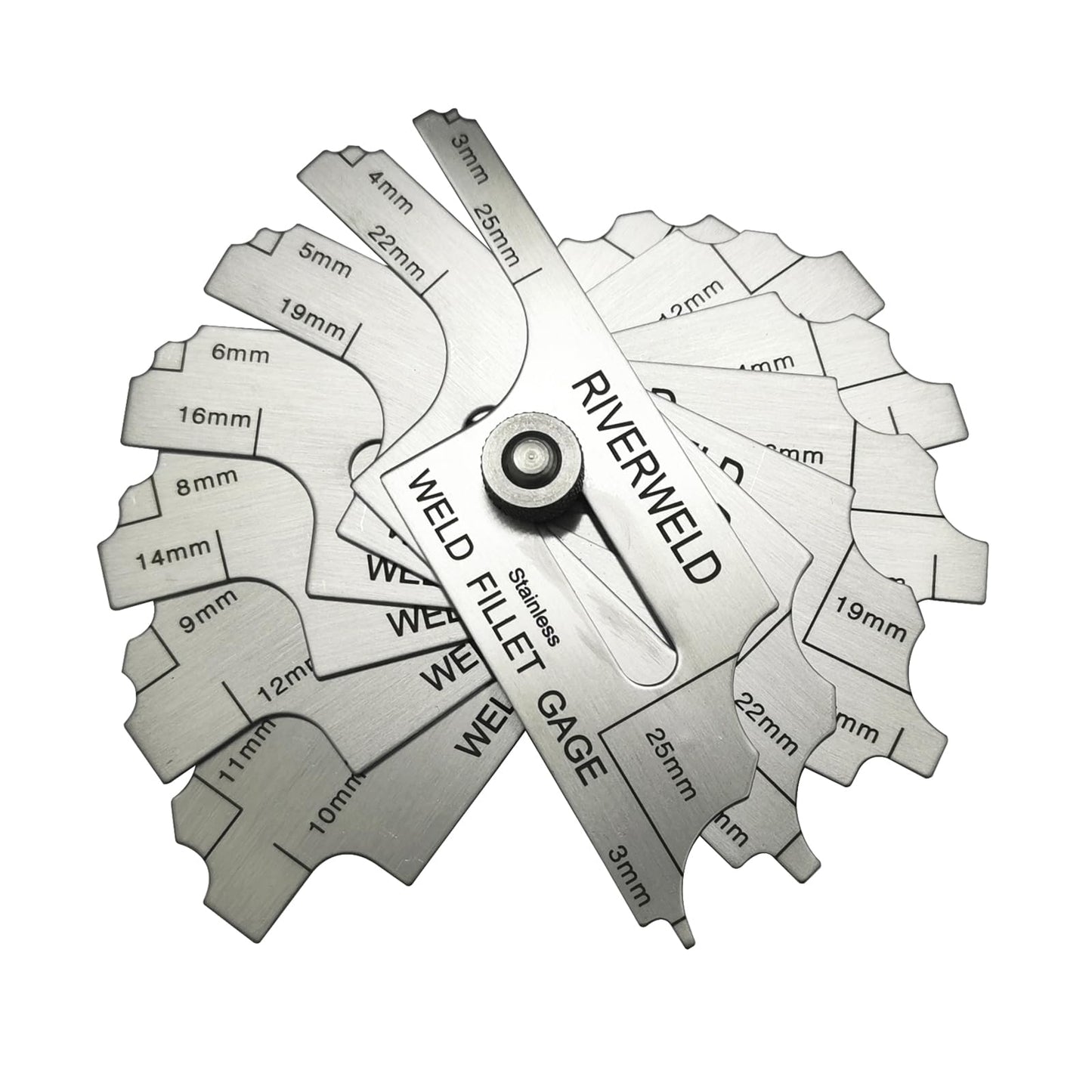 RIVERWELD Juego de 7 piezas para soldadura de filete, calibre MG-11 RL, calibres de soldadura, profundidad, marcas de inspección métricas, comprobación del tamaño de la garganta del filete