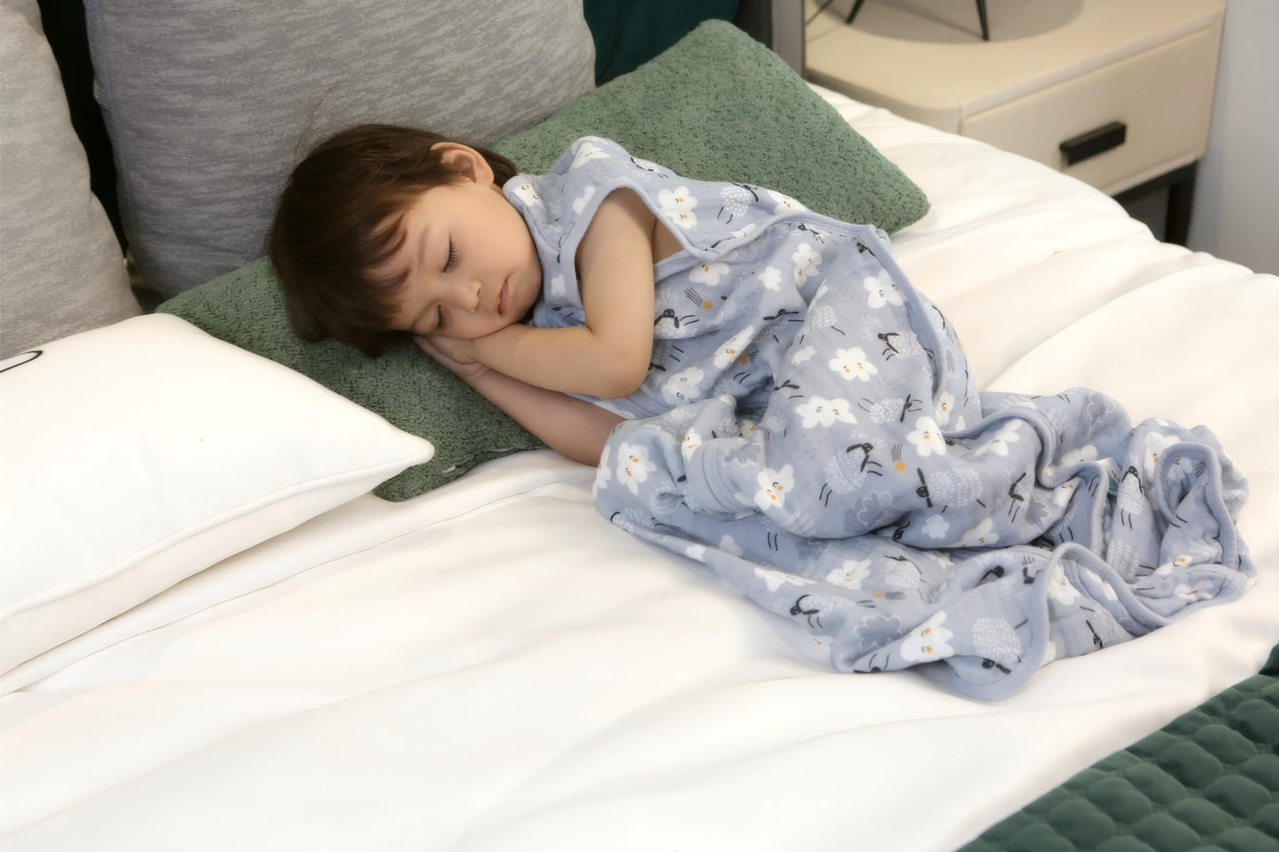 TADO MUSLIN - Saco de dormir para bebé de 2 a 4 T, manta portátil para bebé, 100% algodón orgánico, 0.5 TOG, sacos de dormir para niños pequeños, cierre de 2 vías, suave, 4 capas, 2T, 3T, 4T, ovejas