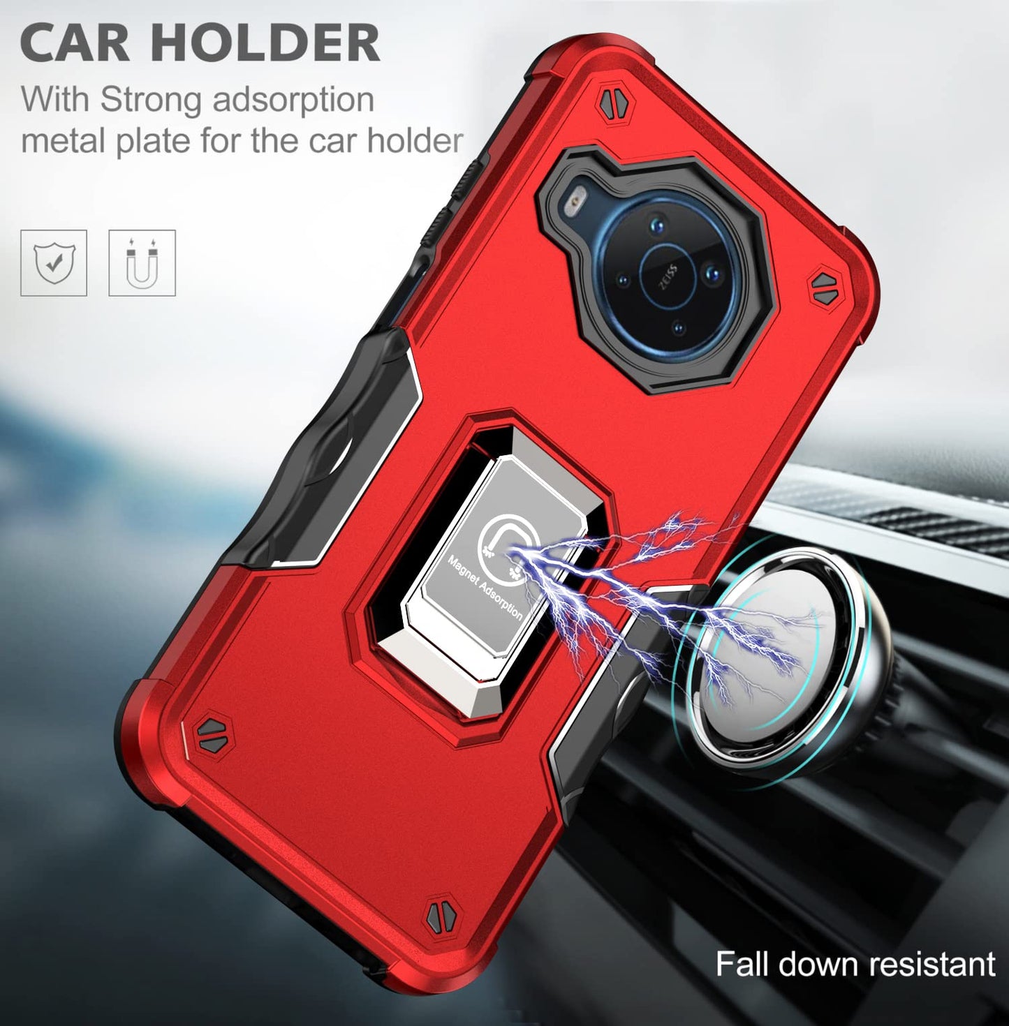 Funda para Nokia X100 con Anillo Giratorio de 360 Grados Funda PC Duro Caso para Soporte Ultrafina con Placa de Metal Carcasa Compatible con Nokia X100 (B)