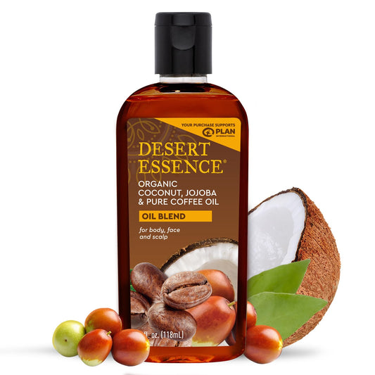Desert Essence - Aceite Orgánico de Coco, Jojoba y Café Puro Para Cara y Cabello 118ml