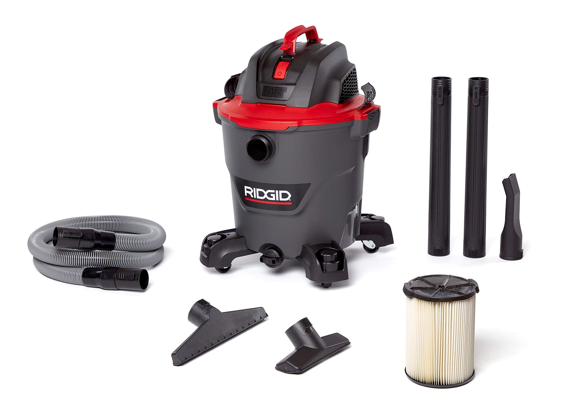 Aspiradora Wet Dry RIDGID Gris Oscuro y Rojo con Motor HP de 5.0 Pico y Manguera de Bloqueo Pro