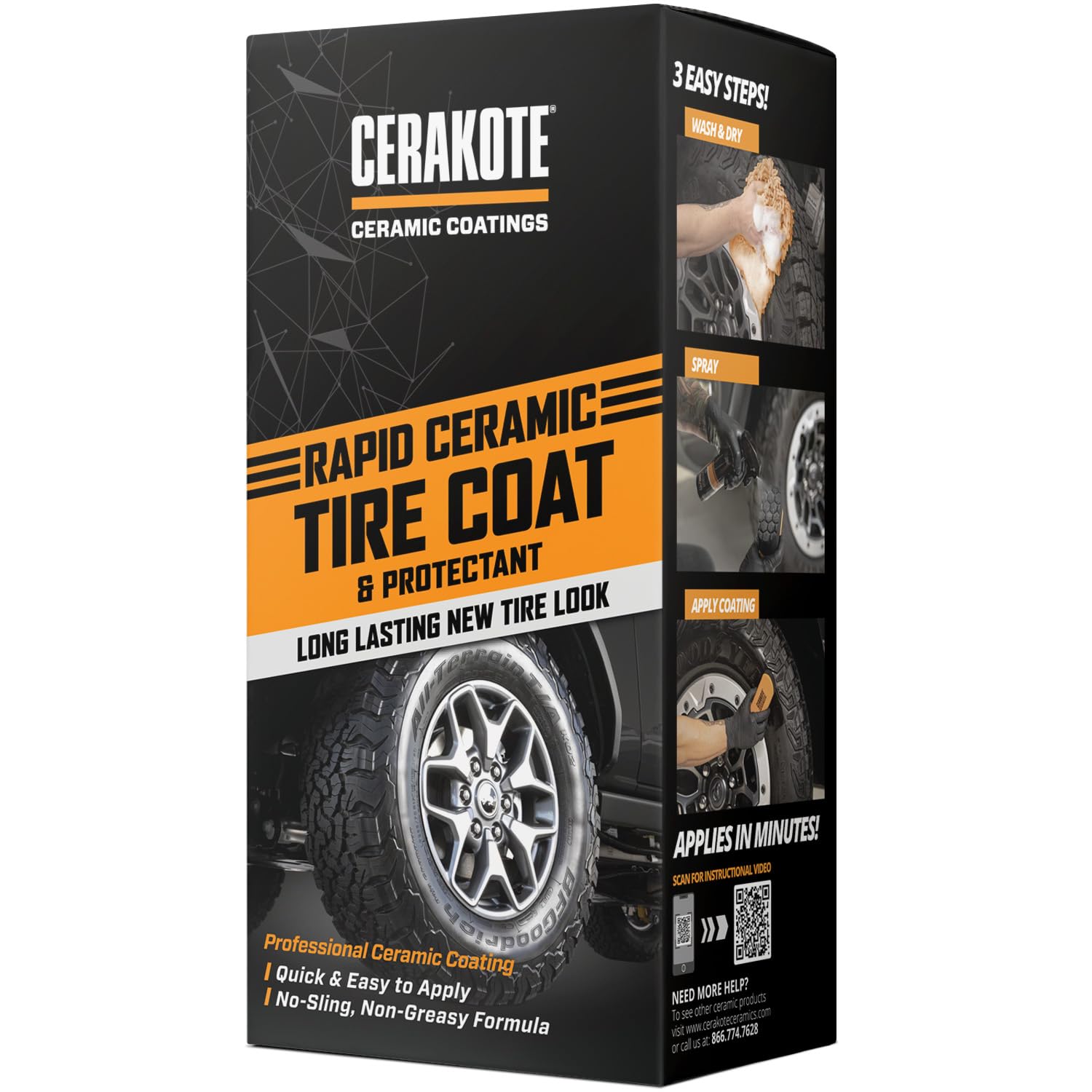 Cerakote® Rapid Spray de cerámica para neumáticos – Revestimiento de cerámica de larga duración con nuevo aspecto de neumáticos para automóviles y camiones, aplicador fácil de usar y secado rápido