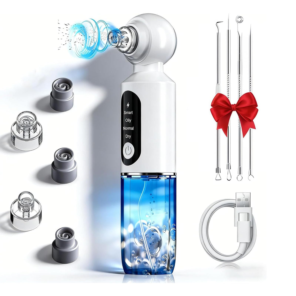 TYDGDJD Succionador de Puntos Negros Electrico, Removedor de Puntos Negros USB Recargable, Pantalla LED, 6 Sondas de Succión y 3 Modos, 4 Pcs Acné Kit, Extractor de Puntos Negros, Removedor de Espinillas