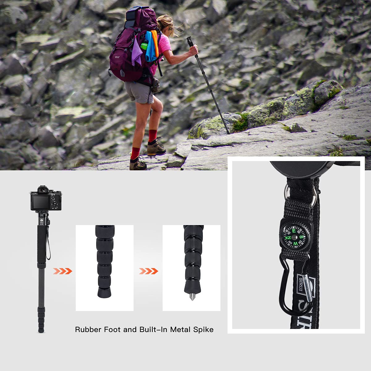 Argraph SIRUI P-326 6 Section Carbon Fiber Monopod