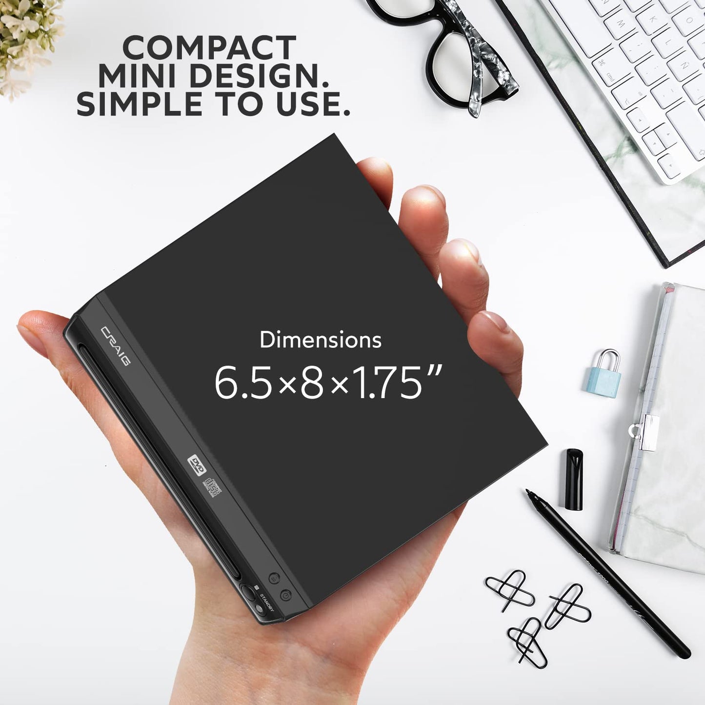 Reproductor Compacto de DVD Craig Negro con Control Remoto