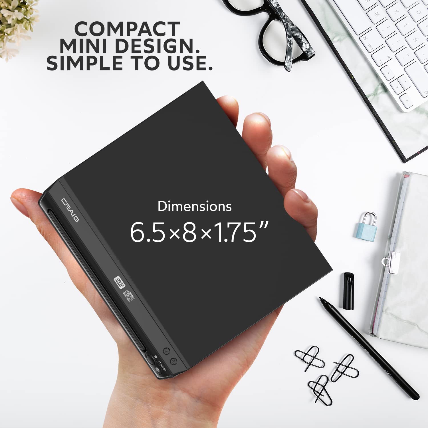 Reproductor Compacto de DVD Craig Negro con Control Remoto