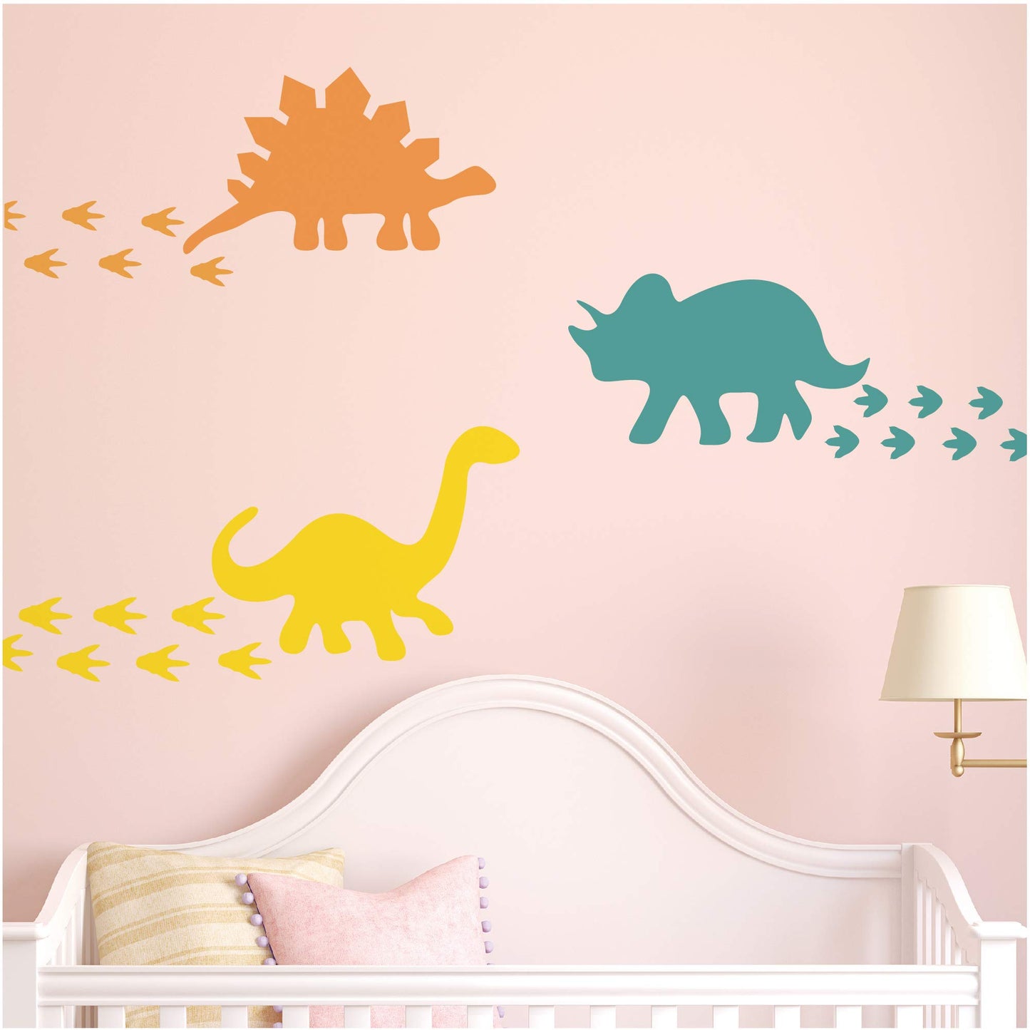 GULIGULI Vinilo adhesivo de pared con diseno de dinosaurio, diseno de huellas de dinosaurio, para ninos y ninas, dormitorio infantil, decoracion de pared