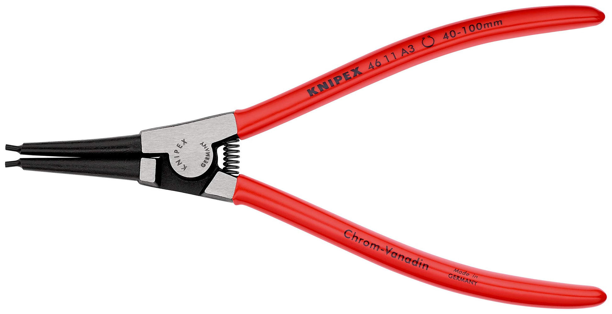 Knipex 46 11 A3 SB Alicate para Arandelas Exteriores en Ejes Atramentado Recubiertos de Plástico, 210 mm, color negro