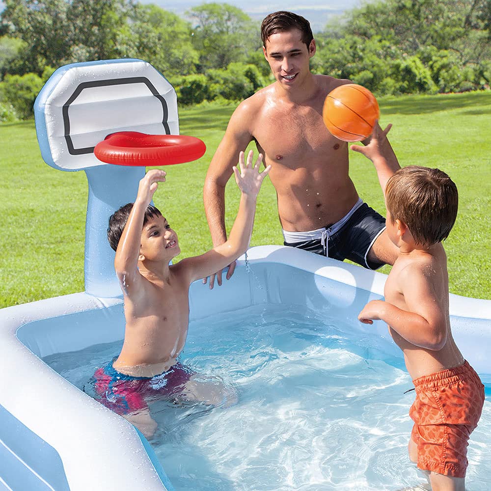 Intex Alberca Inflable Infantil con Canasta de Baloncesto y Pelota, Piscina Hinchable | 57183