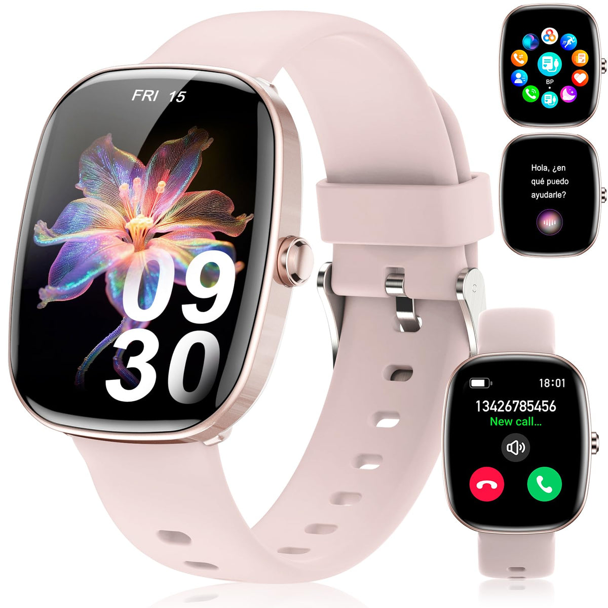 Smartwatch Lostrain Rosa 1.83" HD IP68 con Alexa y Llamadas Bluetooth para Mujer