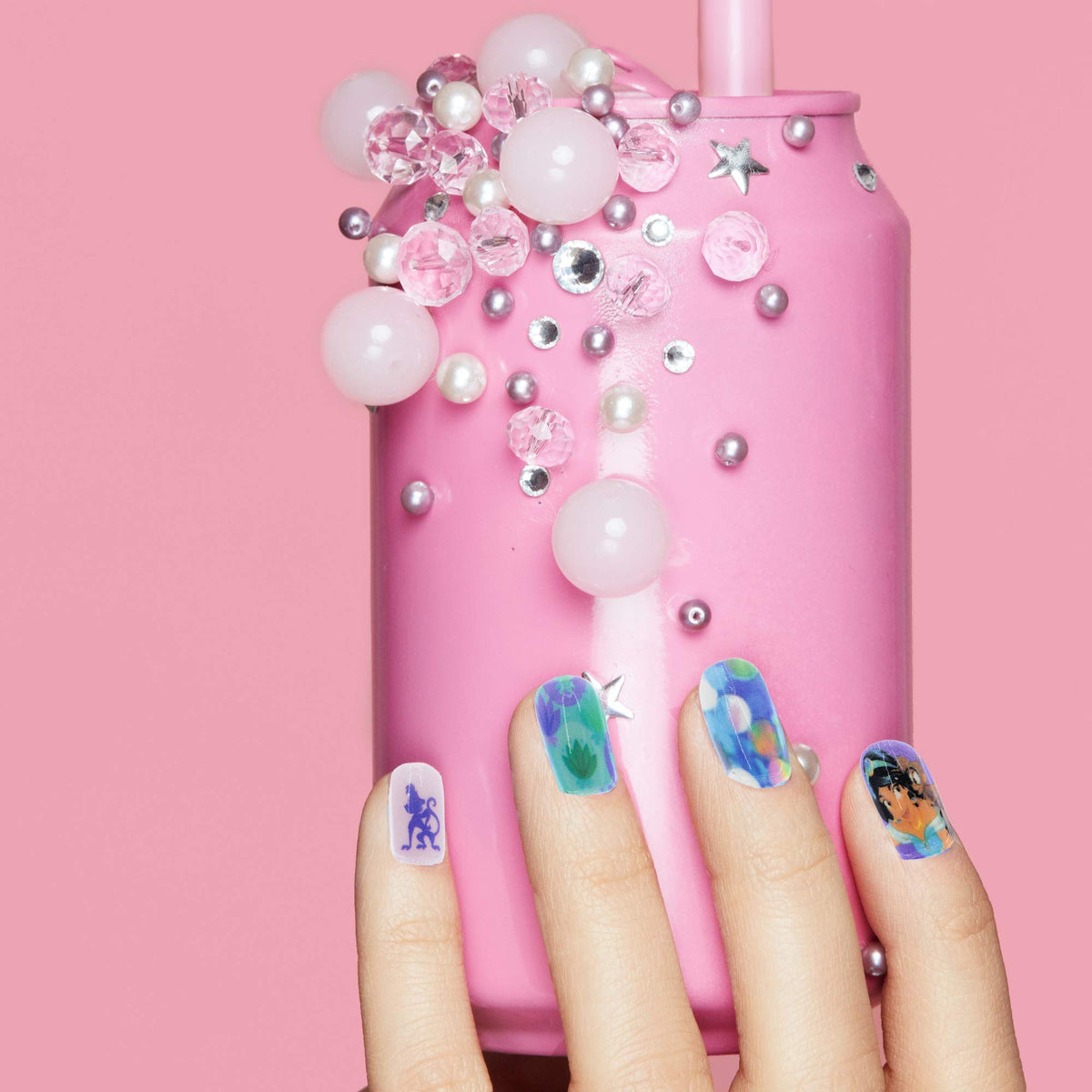 Disney Princess - Juego de 48 uñas postizas artificiales para niñas, niños con prepegamento, kit de punta acrílica de cubierta completa, a partir de 6 años, para fiestas, fiestas de pijamas y cambios