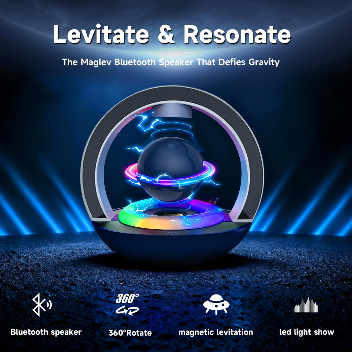 Altavoz Bluetooth LoveLin Levitación Magnética 360° con Efectos LED