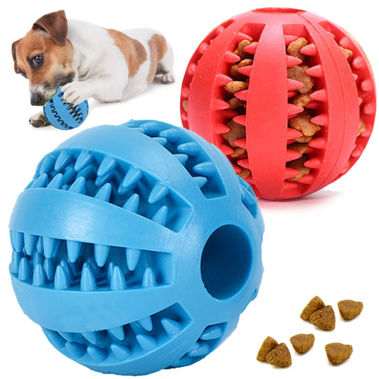 LISAPRO Pelotas Grandes de Goma para Mascotas, duraderas, funcionales para Limpieza y Cuidado Dental para Mascotas, Juguete para Perro, Pelota de Goma Resistente a mordeduras (1PCS Azul + 1PCS Rojo)