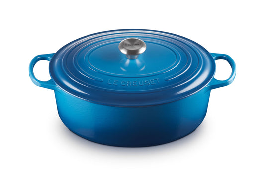 Le Creuset Horno holandés ovalado de hierro fundido esmaltado, 8 cuartos de galón, Marsella