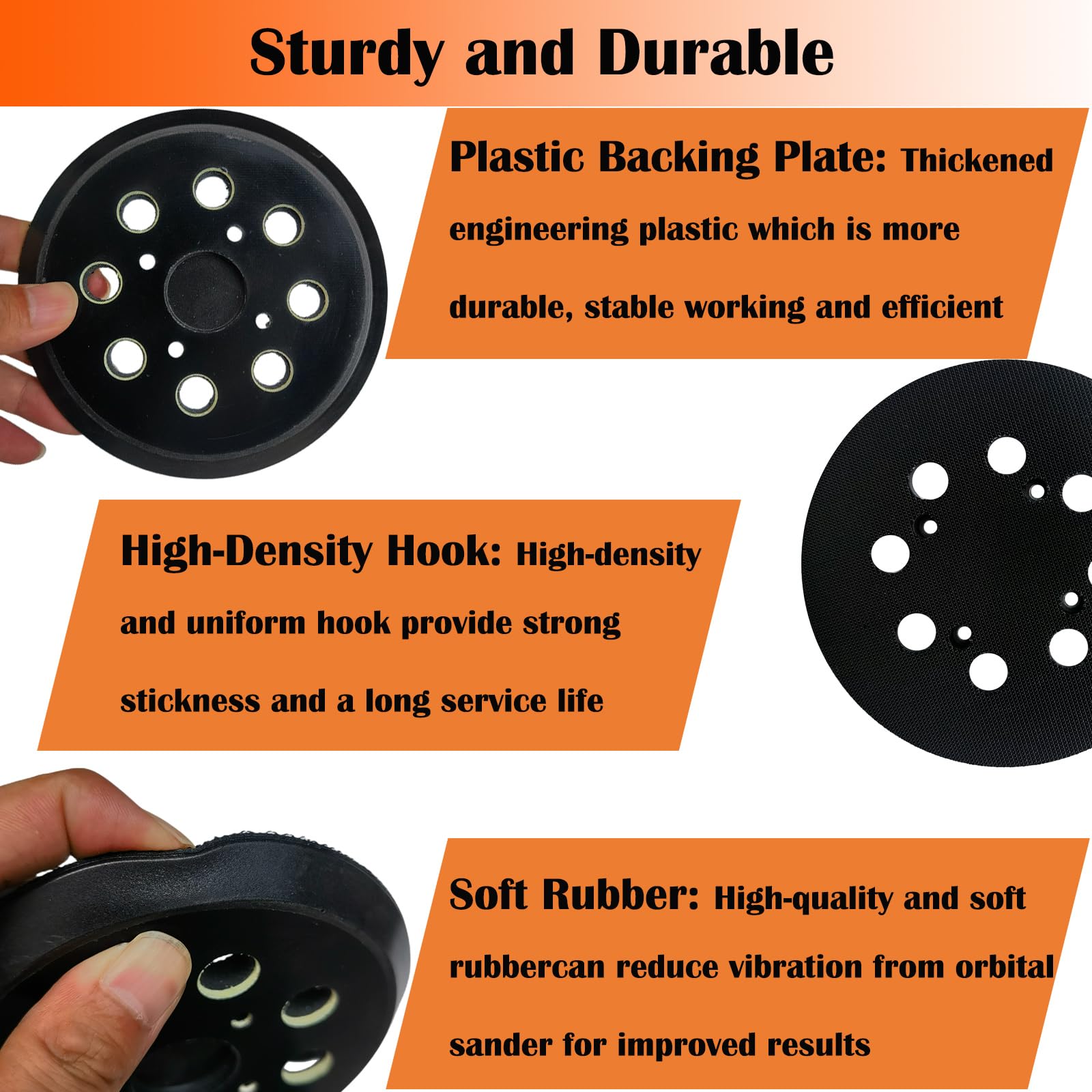 Almohadilla lijadora de gancho y bucle de 5 pulgadas para lijadoras de órbita aleatoria Ridgid R2600, R2601, almohadilla de lijado de repuesto de 8 agujeros para número de pieza 300527002, con