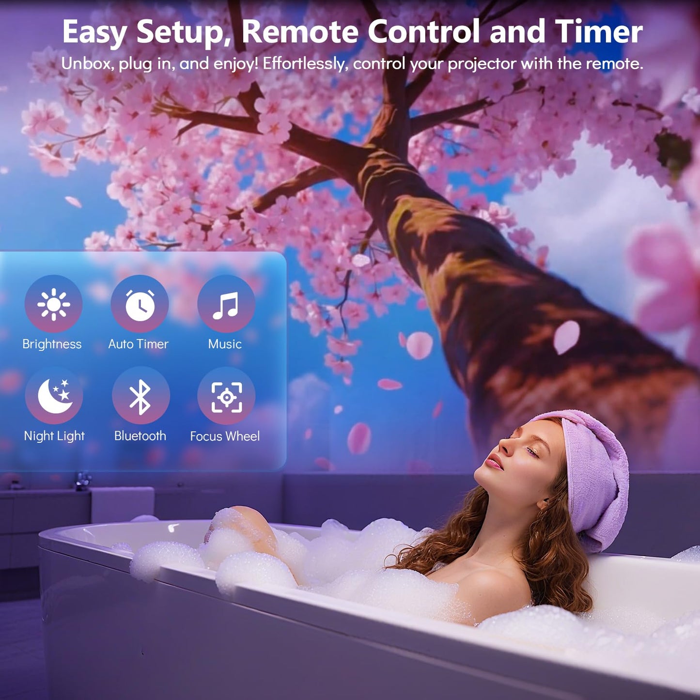 Rossetta Proyector 3D, 60 Temas HD 3D Galaxy con Altavoz Bluetooth y Control Remoto, Temporizador de 1H/2H Espacial Luz Nocturna para Recámara de Niños, Decoración de Habitación