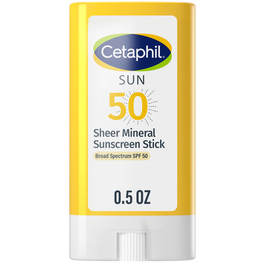 CETAPHIL | Bloqueador Protector Solar Mineral Facial en Stick | SPF 50 | Resistente al Agua | Con Vitamina E | Apto Pieles Sensibles | 14 gr
